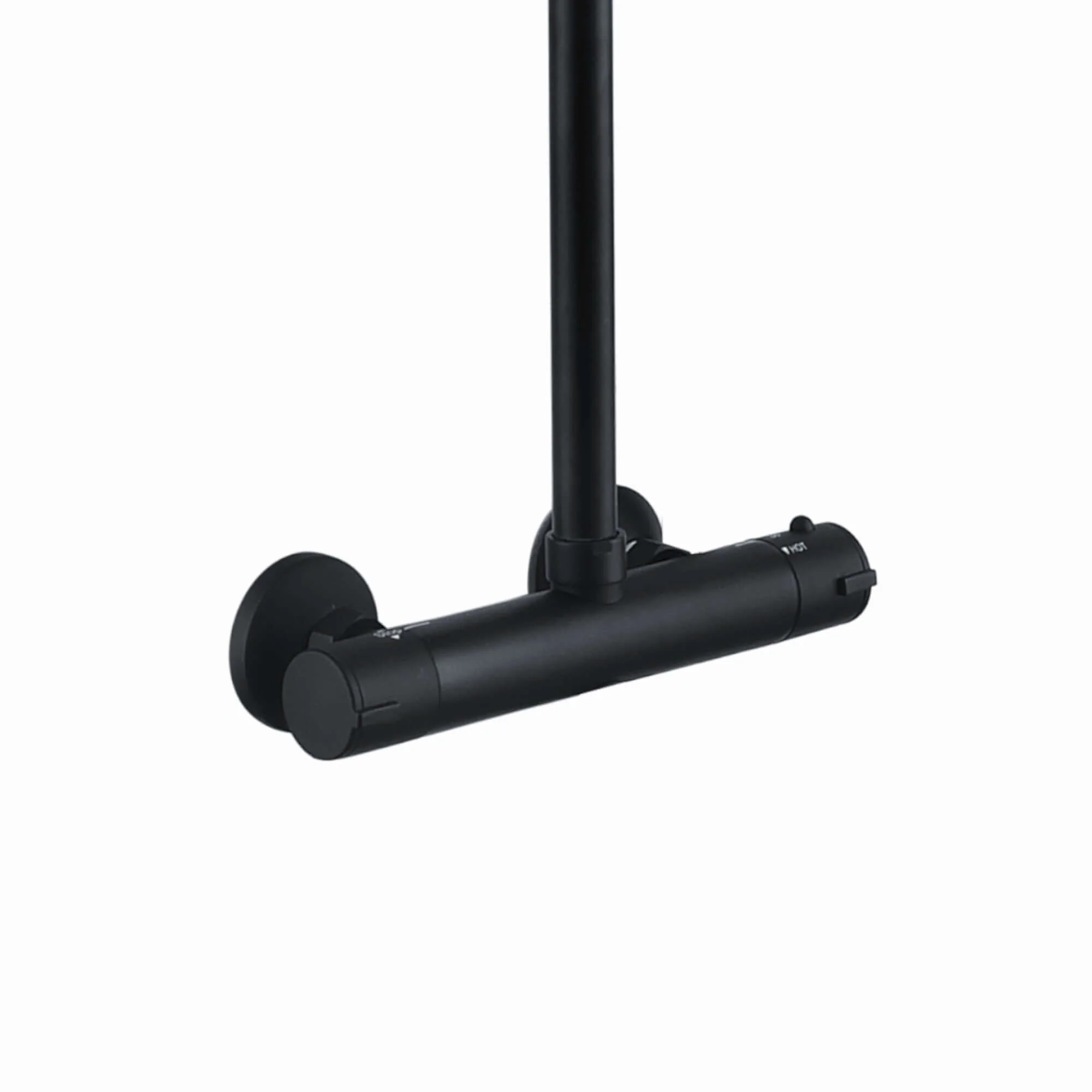 Dune thermostatic bar shower set single outlet with ultra slim 200mm overhead shower - matt black - Image 4