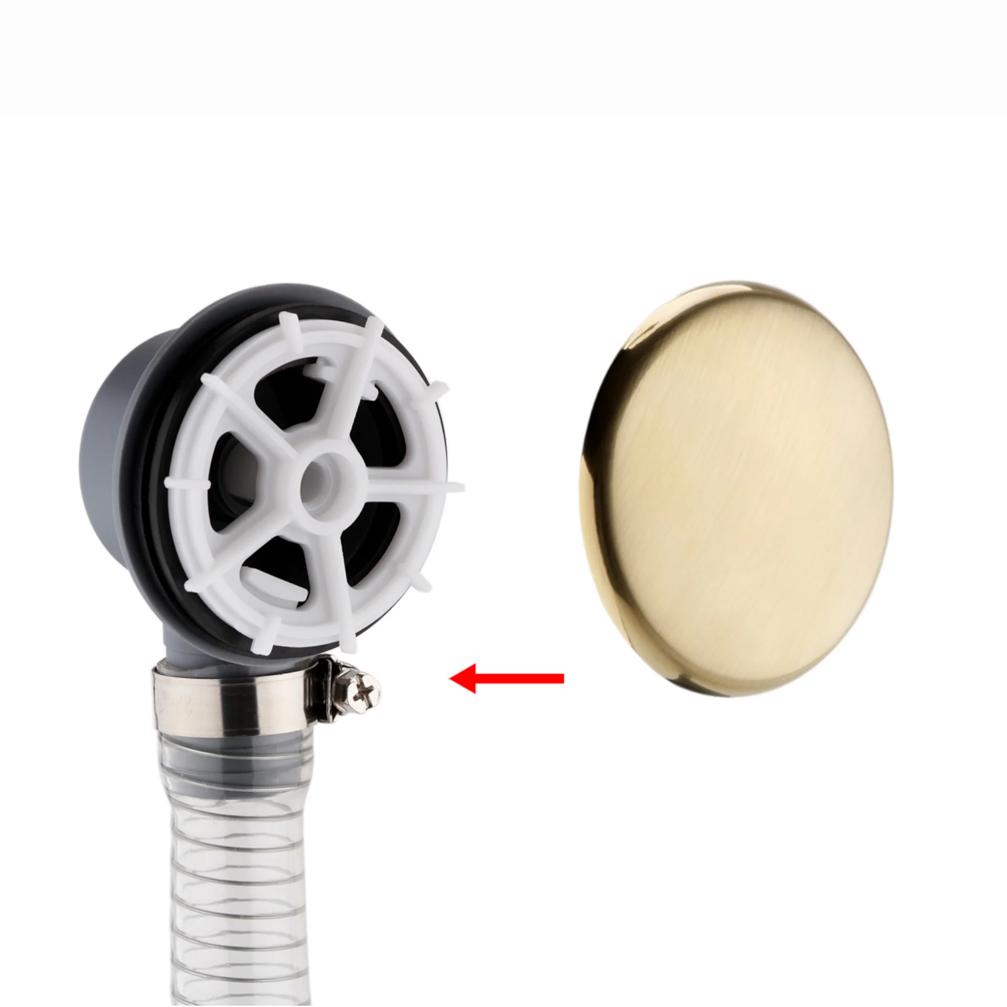 Easy clean cut to size pipe bath sprung waste & overflow (bath thickness 5-15mm) - brushed brass - Image 3