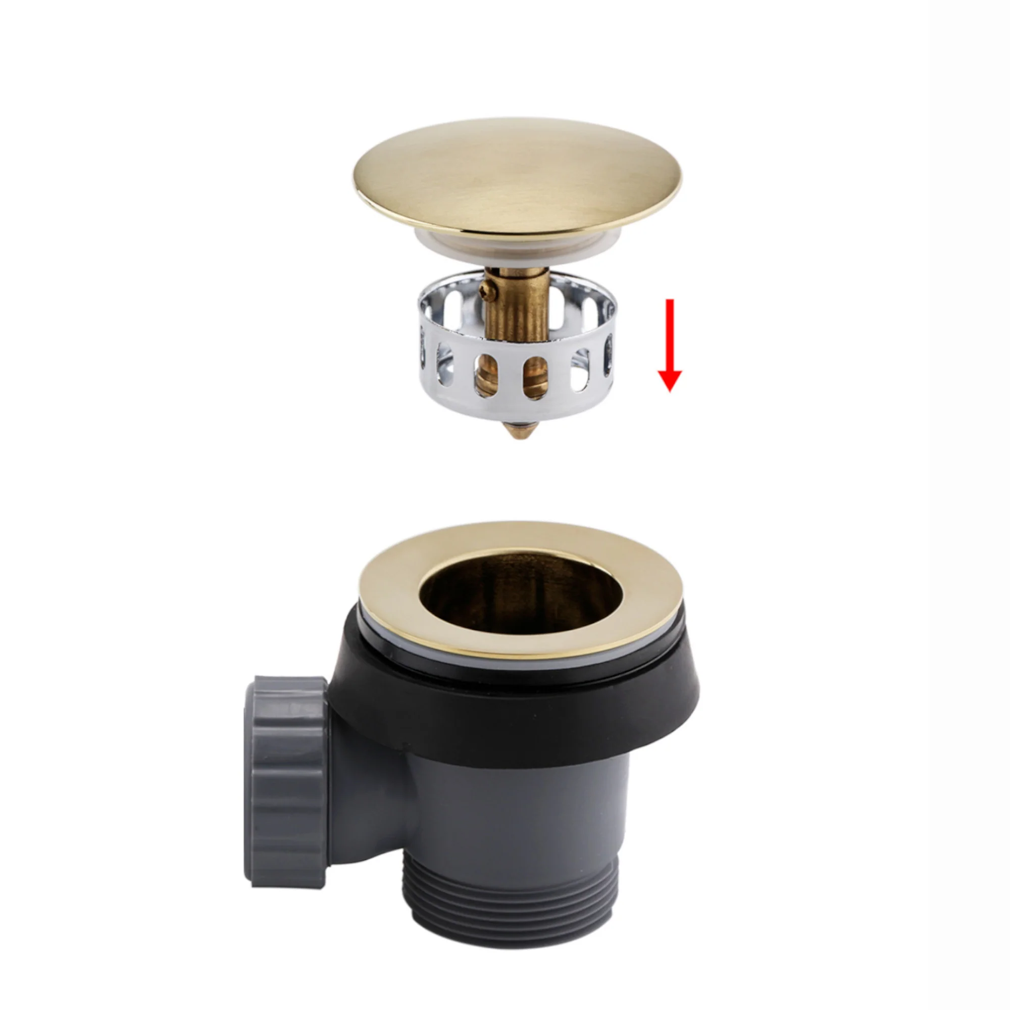 Easy clean cut to size pipe bath sprung waste & overflow (bath thickness 5-15mm) - brushed brass - Image 4