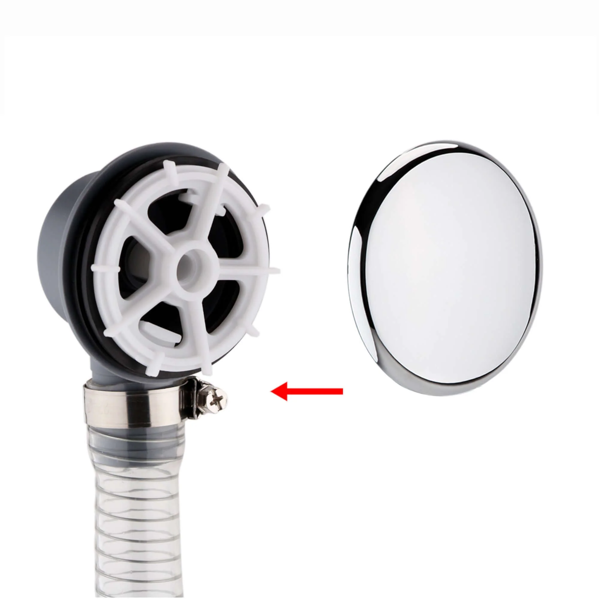 Easy clean cut to size pipe bath sprung waste & overflow (bath thickness 5-15mm) - chrome - Image 3