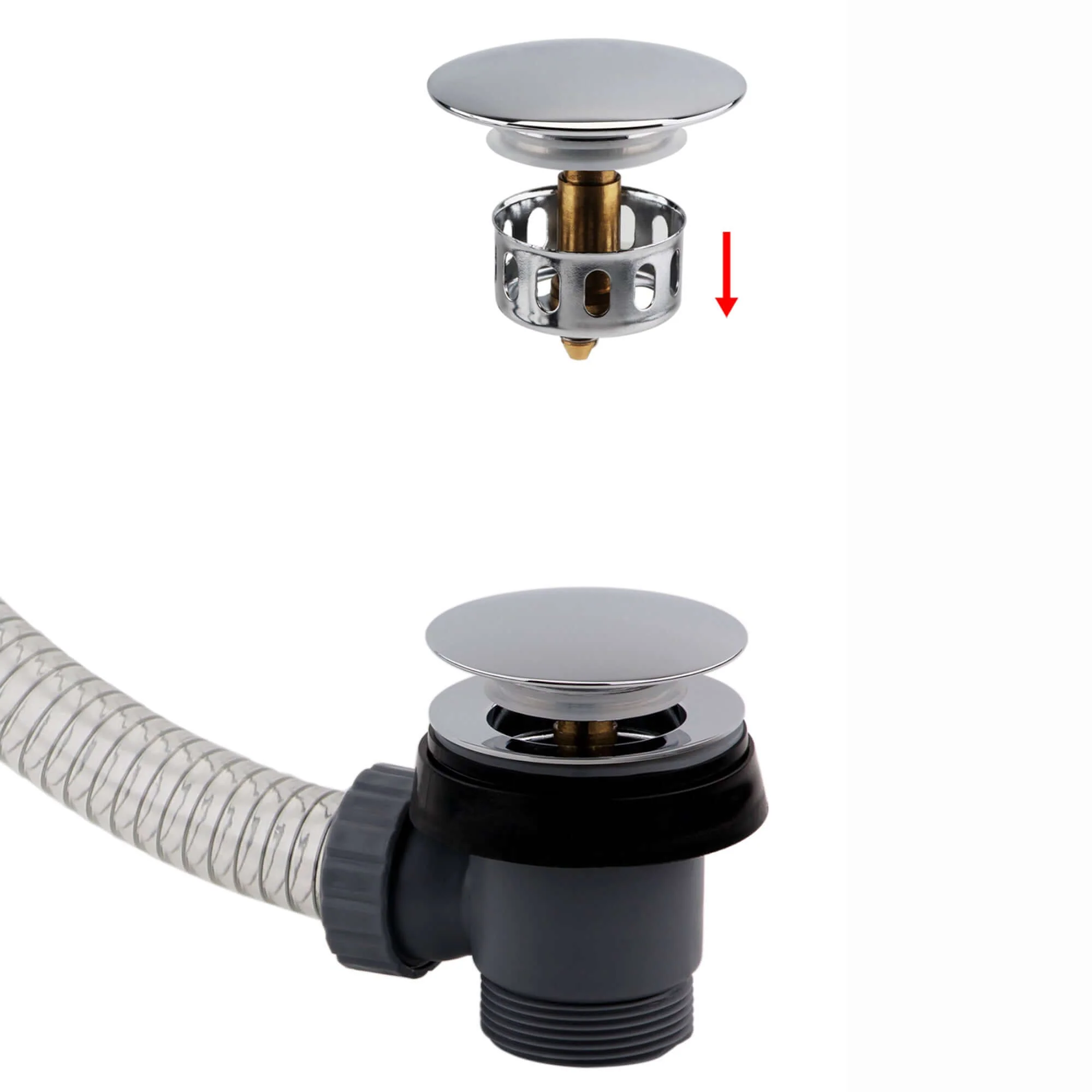 Easy clean cut to size pipe bath sprung waste & overflow (bath thickness 5-15mm) - chrome - Image 4