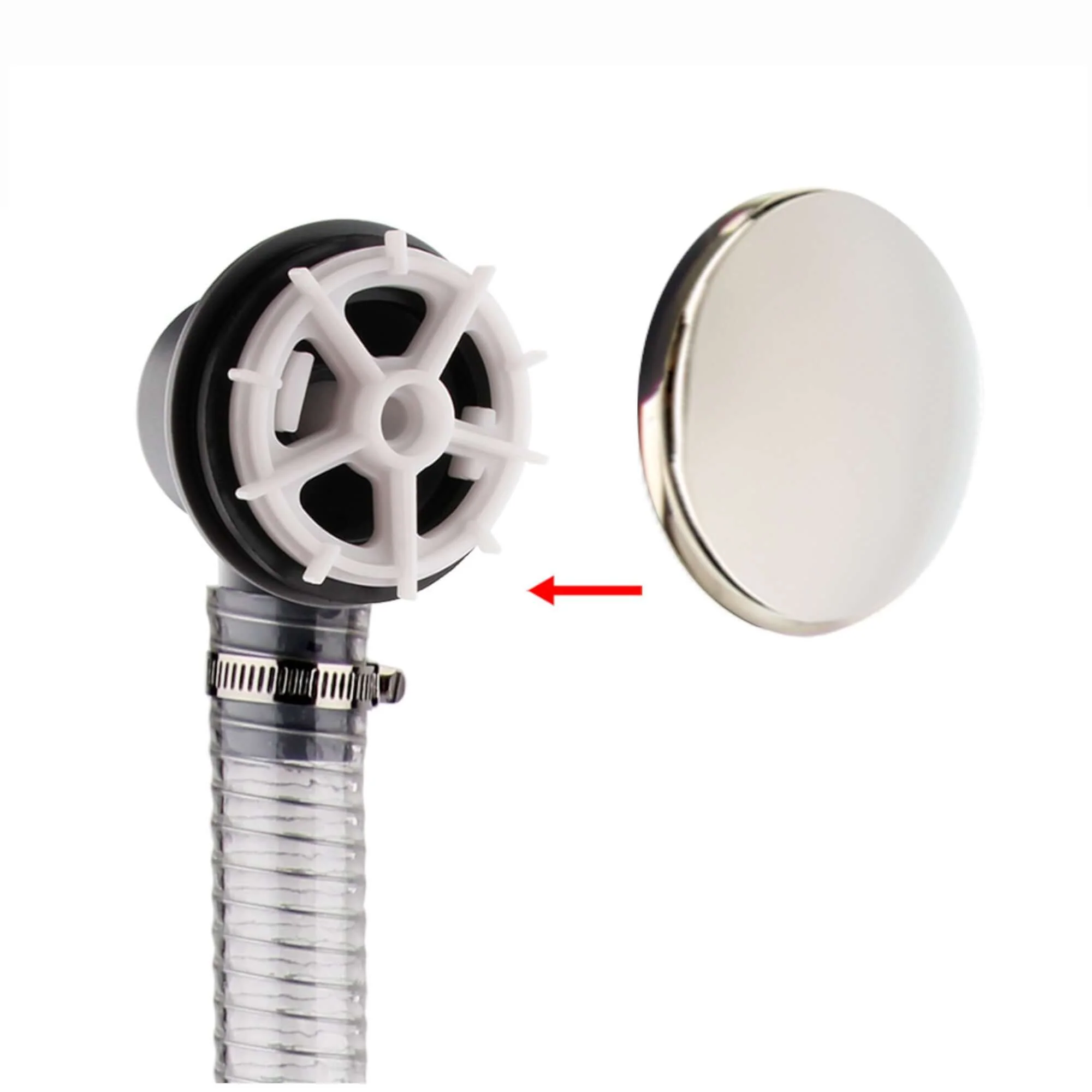 Easy clean cut to size pipe bath sprung waste & overflow (bath thickness 5-15mm) - gold - Image 3