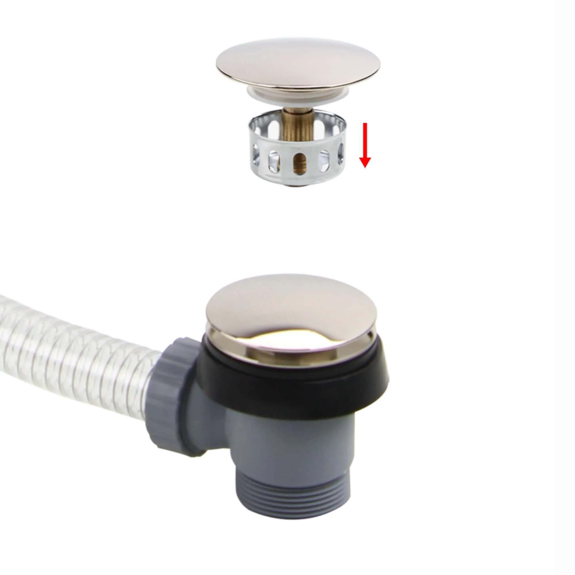 Easy clean cut to size pipe bath sprung waste & overflow (bath thickness 5-15mm) - gold - Image 4