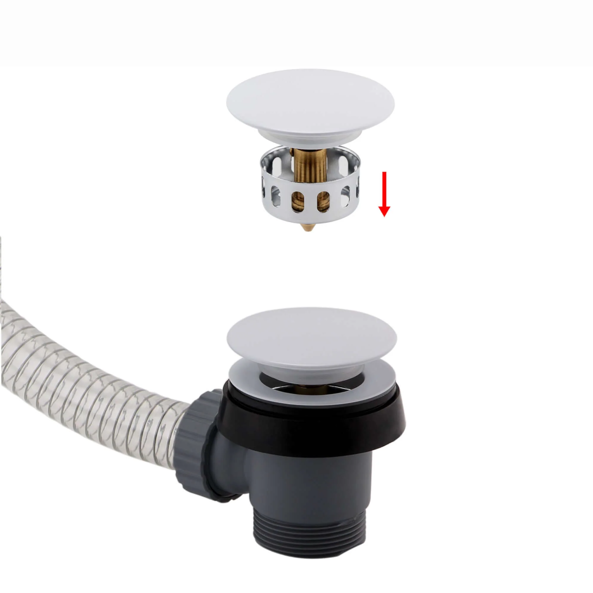 Easy clean cut to size pipe bath sprung waste & overflow (bath thickness 5-15mm) - matt white - Image 4
