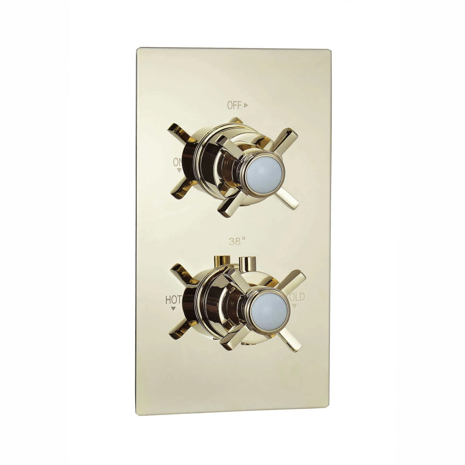 Edwardian Traditional Crosshead And White Details Concealed Thermostatic Shower Set Ceiling Fixed 8" Shower Head - Gold (1 Outlet) - Image 6