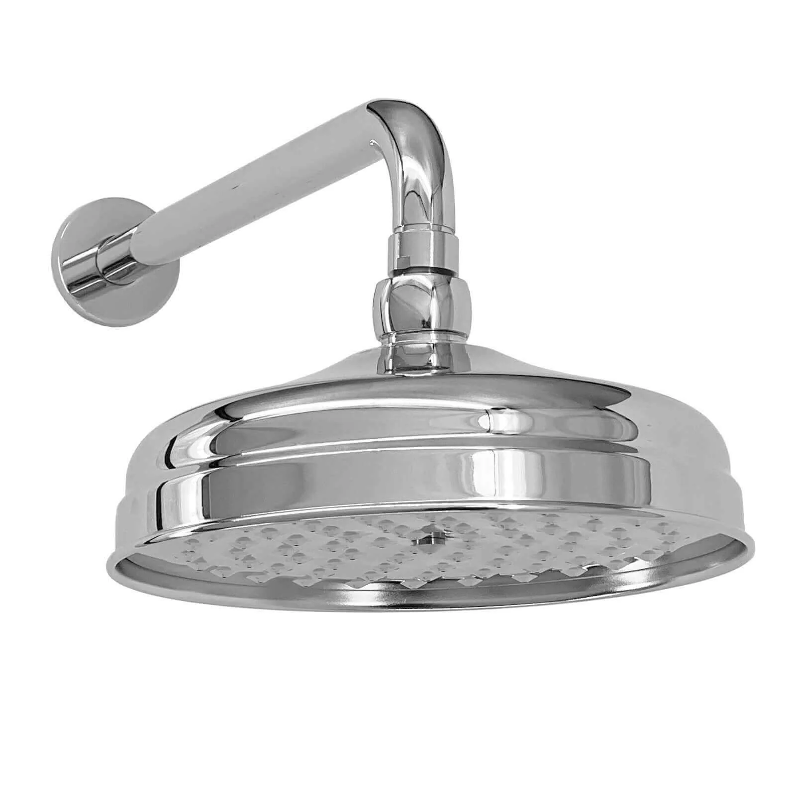 Edwardian Traditional Crosshead And White Details Concealed Thermostatic Shower Set Wall Fixed 8" Shower Head - Chrome (1 Outlet) - Image 3