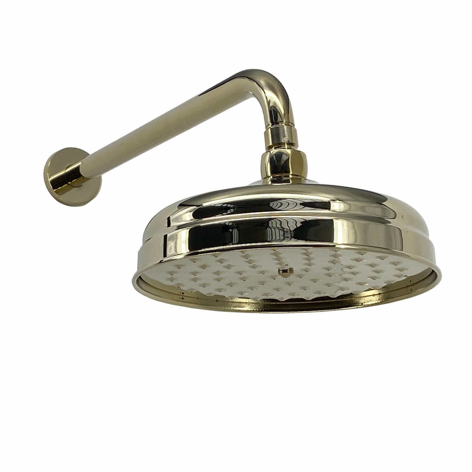 Edwardian Traditional Crosshead And White Details Concealed Thermostatic Shower Set Wall Fixed 8" Shower Head - Gold (1 Outlet) - Image 3
