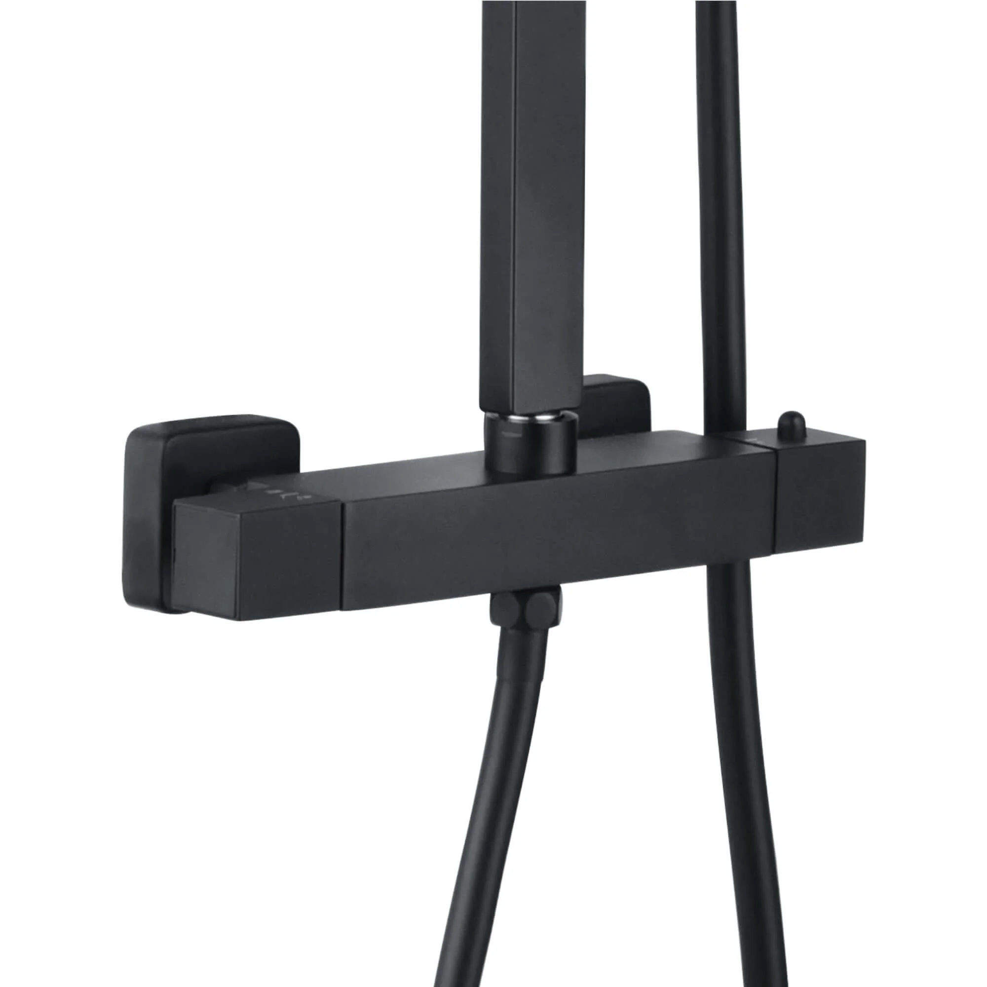 Enzo square thermostatic shower set two outlet with ultra slim 400mm shower head and handheld - matt black - Image 3