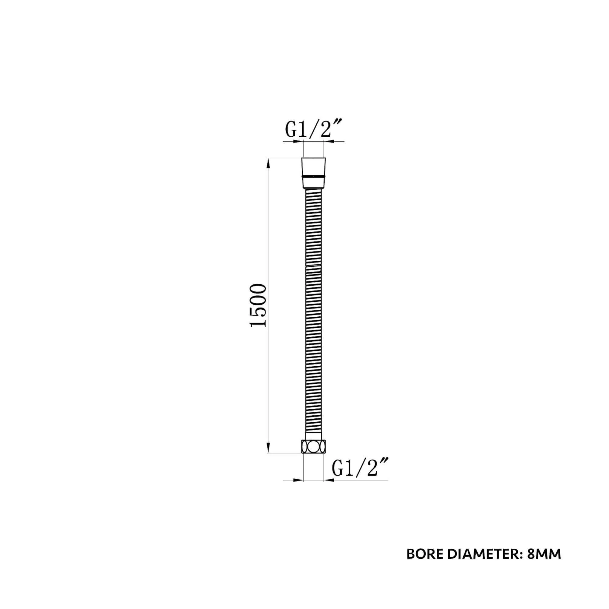 Flex shower hose stainless steel 1.5m standard bore - chrome - Image 7