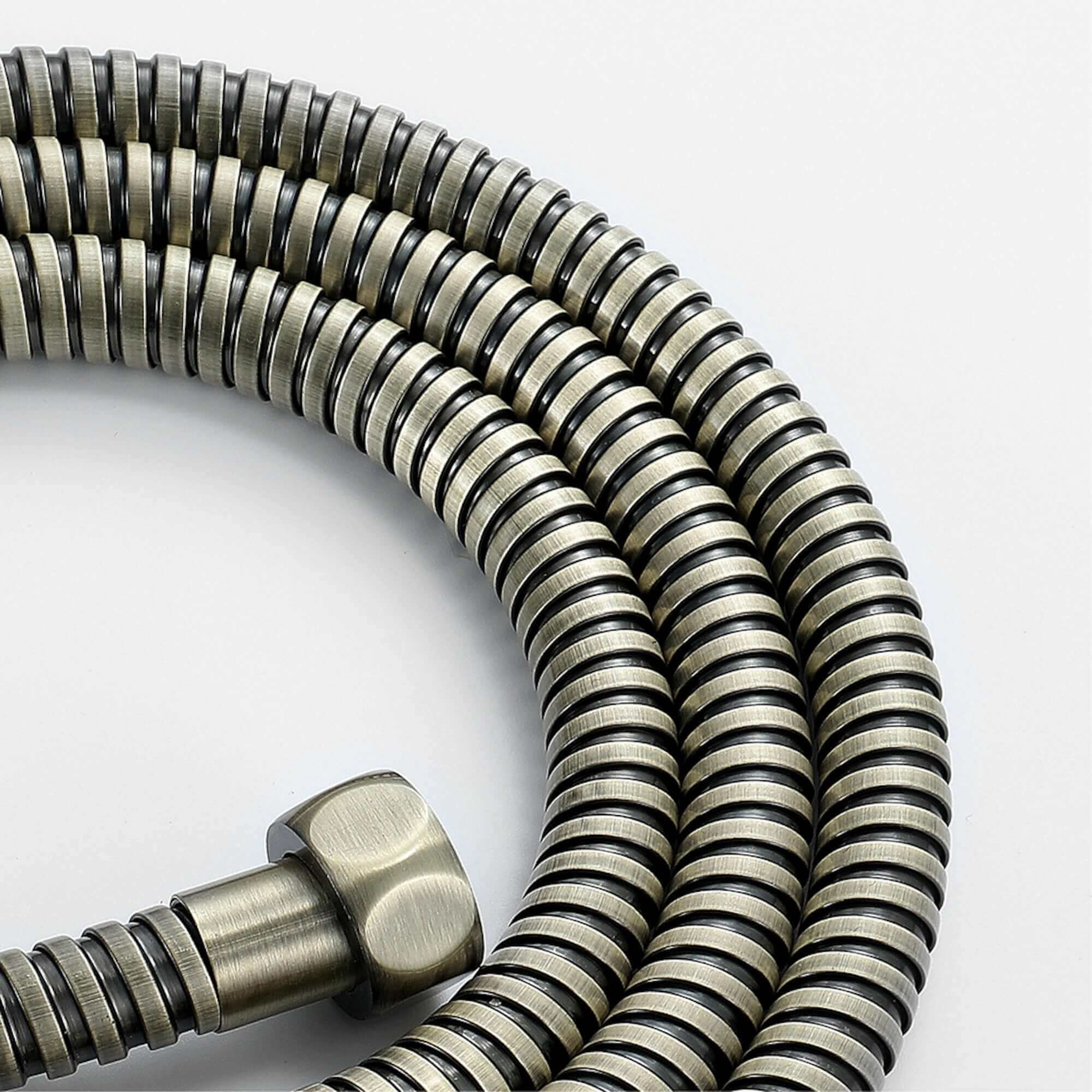 Flex shower hose stainless steel 1.5m large bore - antique brass - Image 4