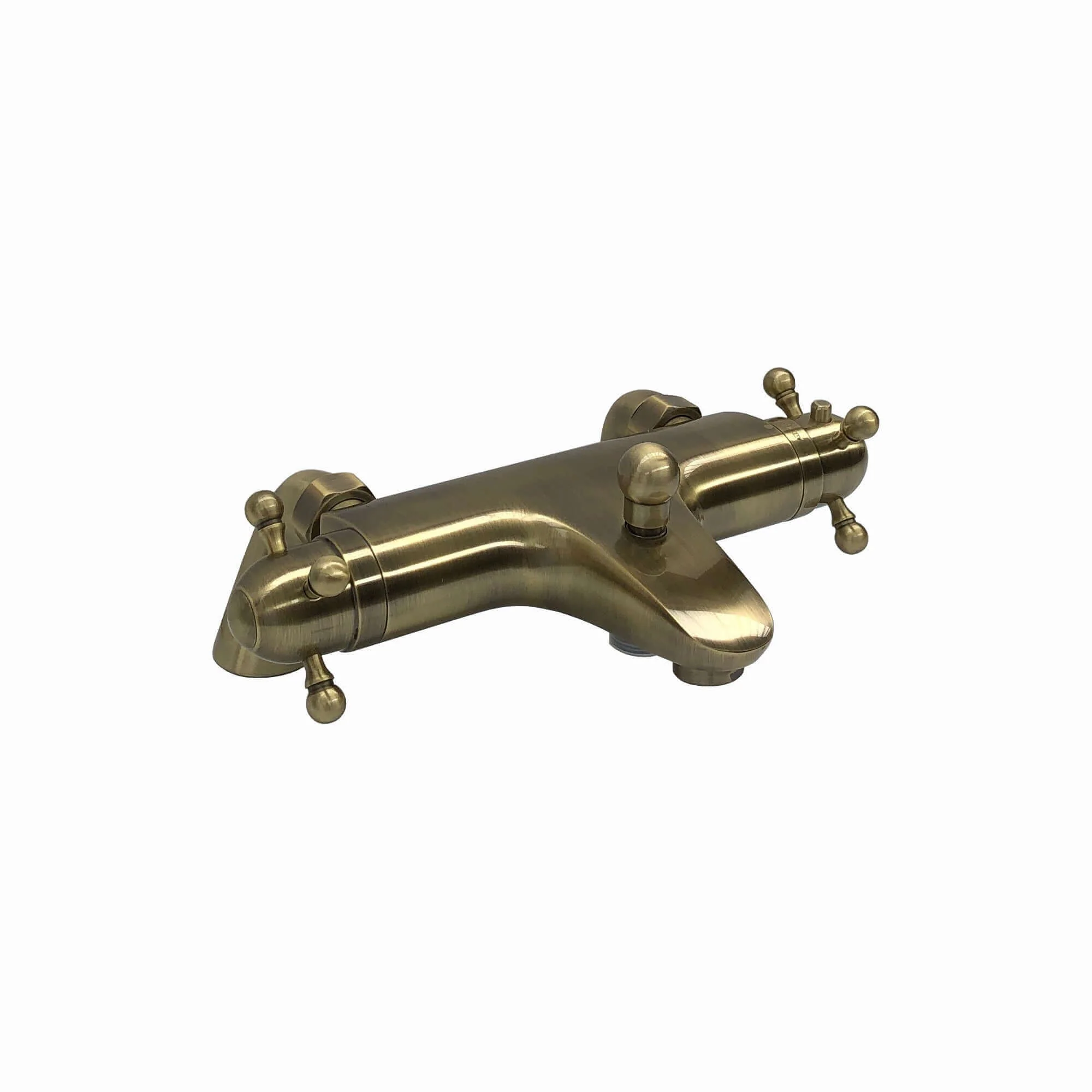 Gallant traditional thermostatic bath shower bar mixer valve deck mounted with slider rail kit - antique brass - Image 3