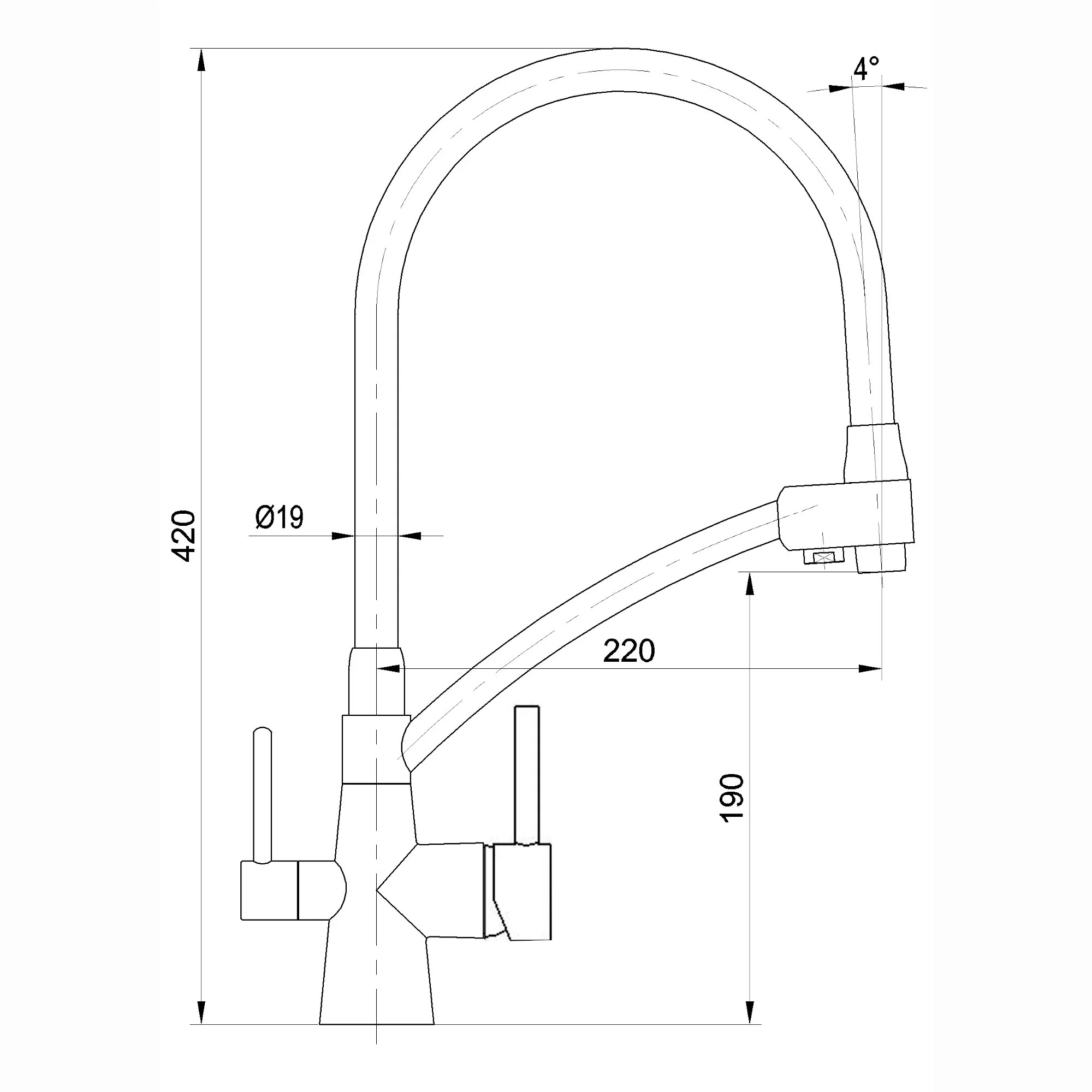 Geneva contemporary pull out 3 way kitchen sink filter mixer tap - rose gold - Image 3