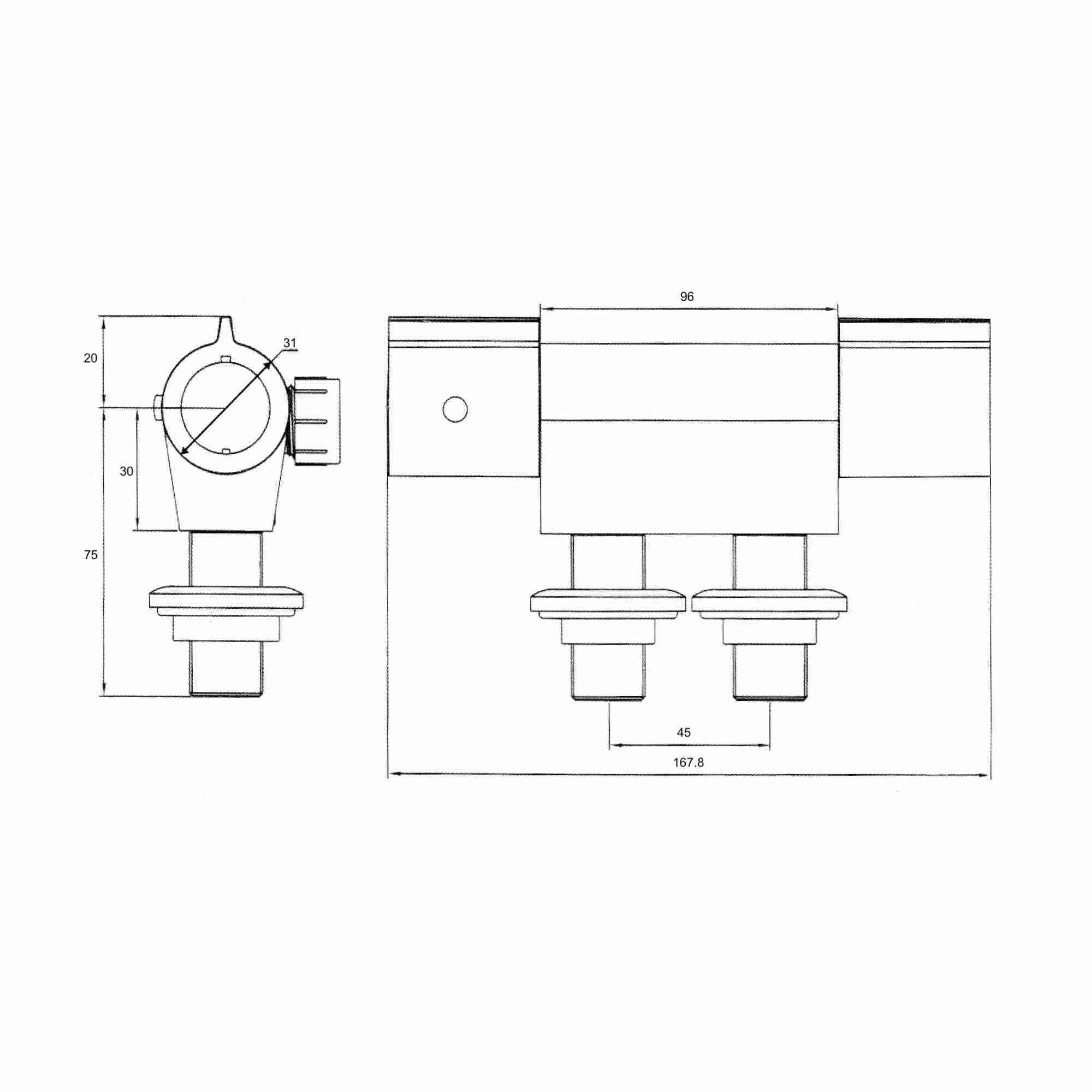 Haven horizontal thermostatic bar shower mixer valve with 45mm fixing centres - chrome - Image 4