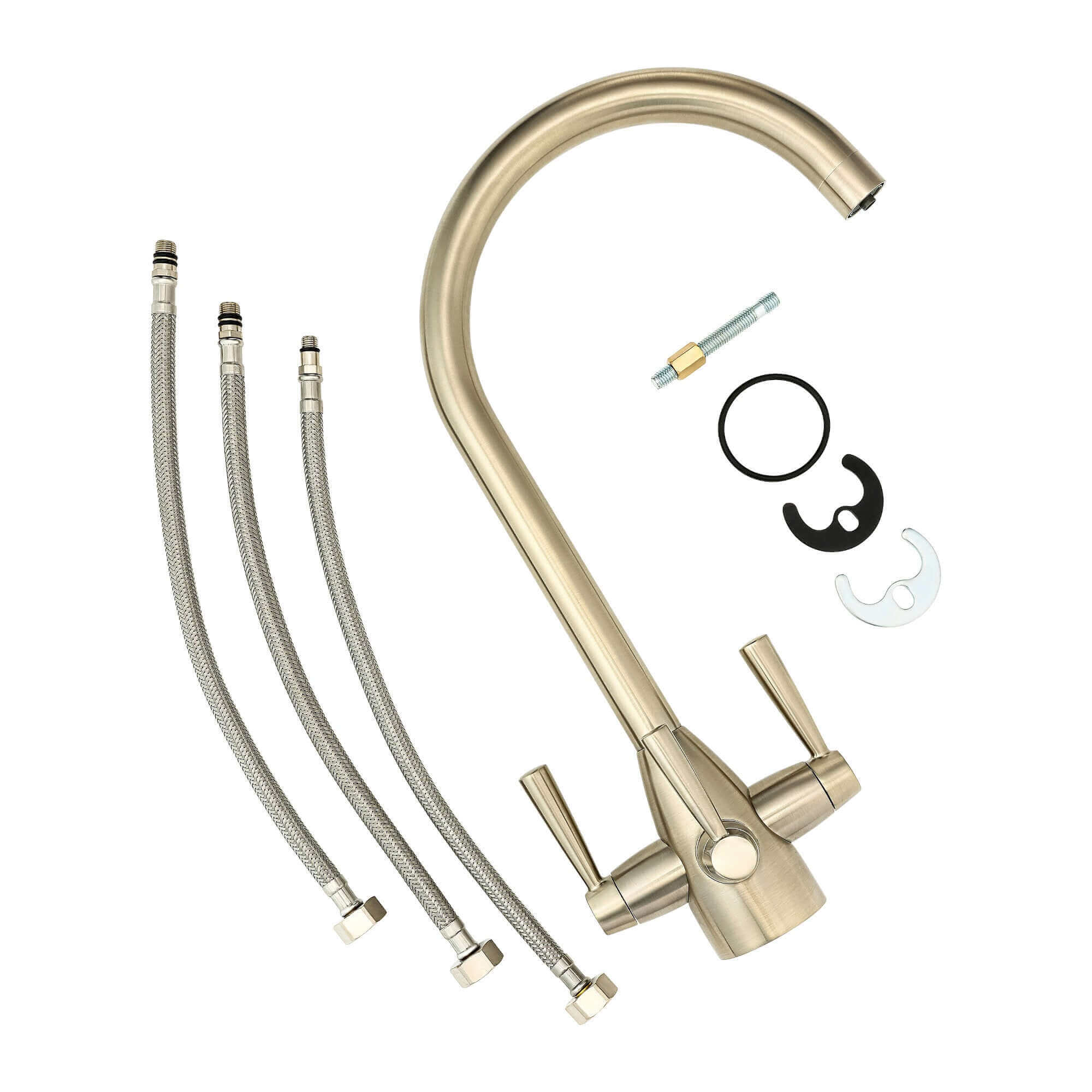 Icon modern filter tap with twin levers - brushed nickel - Image 3