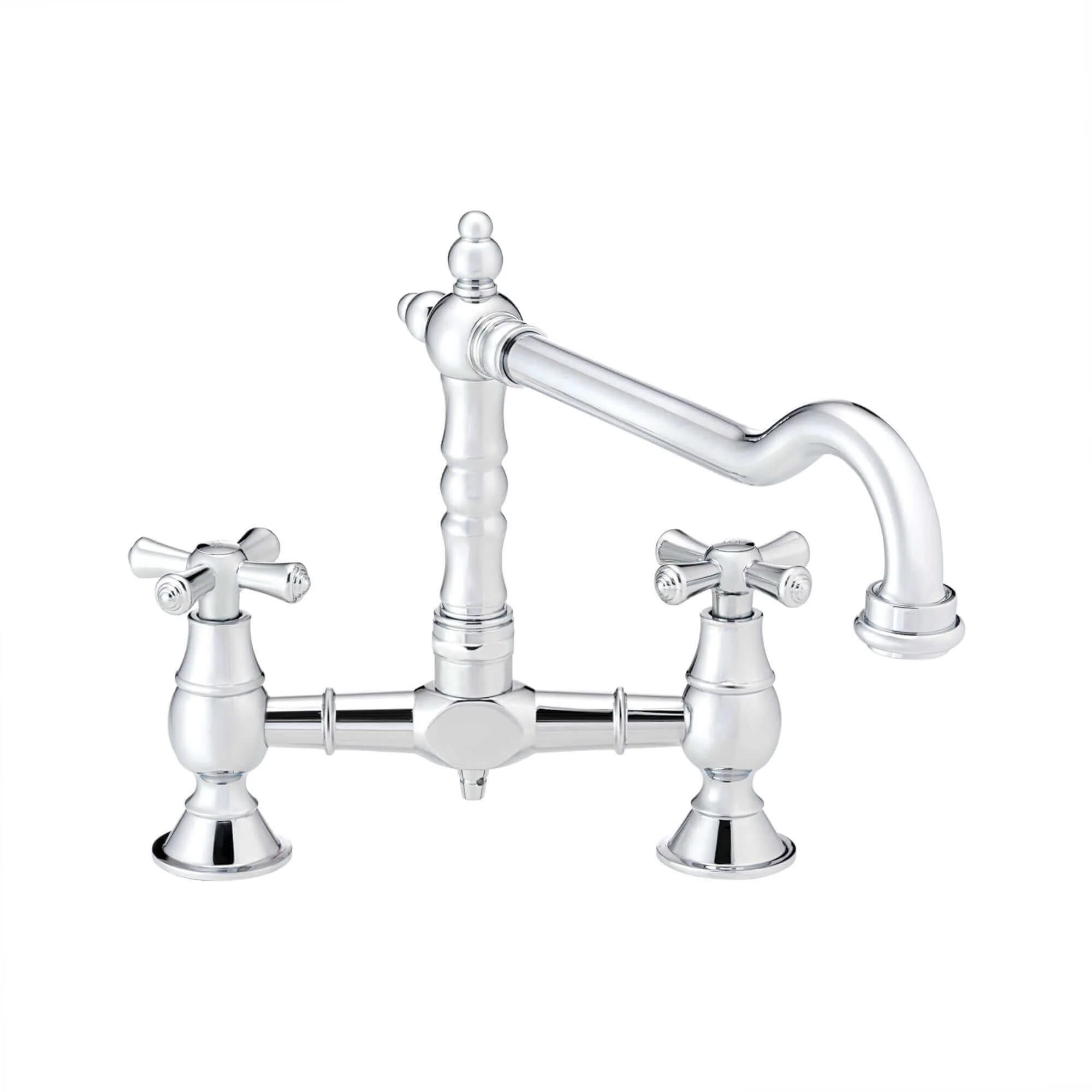 Langley traditional bridge kitchen sink mixer tap colonial crosshead - chrome - Image 7
