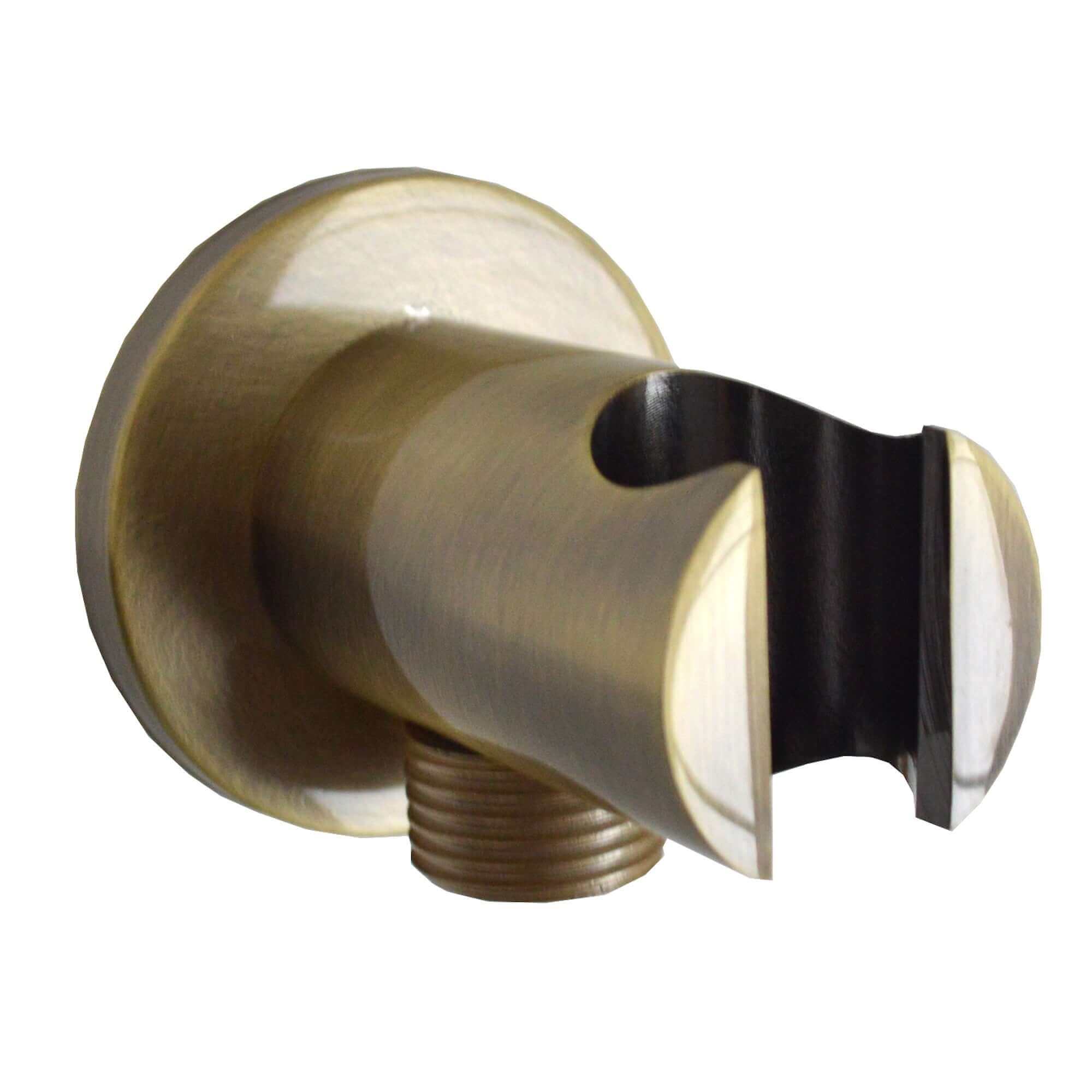 Traditional Brass & White Ceramic Hand Shower Kit Incl. Hose And Wall Bracket With Outlet - Antique Brass - Image 4
