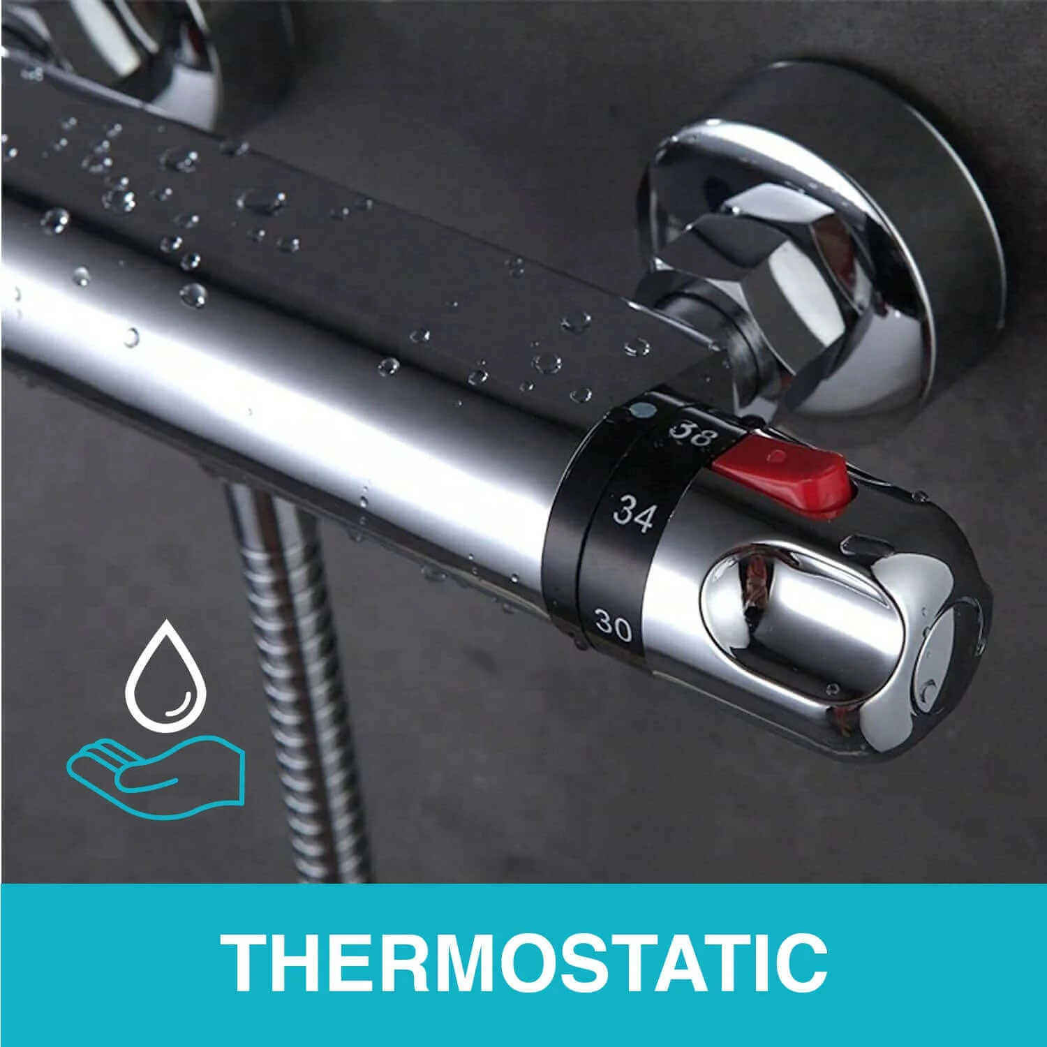 Luna standard thermostatic bar shower valve bottom outlet - chrome - Image 5