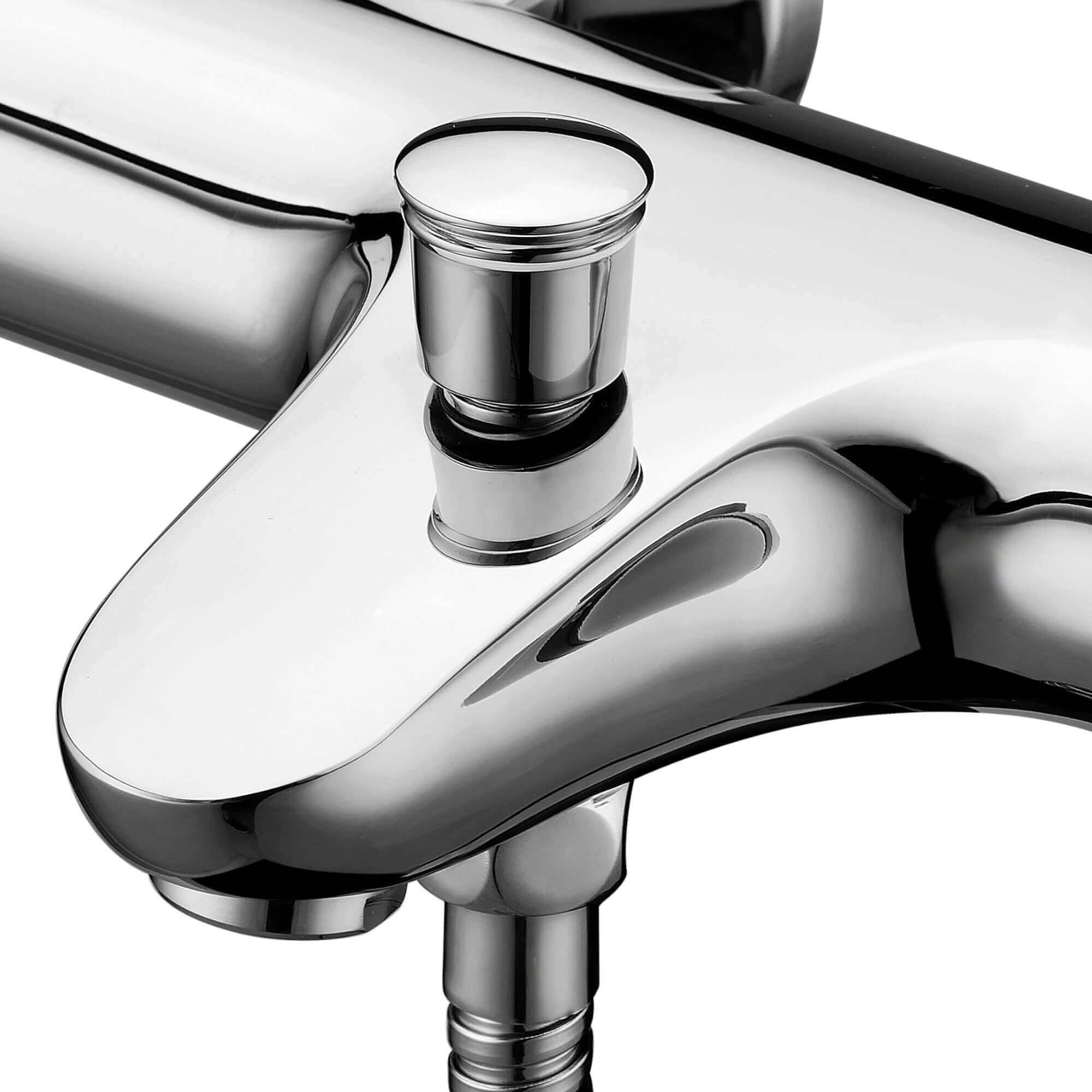 Luna thermostatic bath shower mixer tap wall mount - chrome (no handset) - Image 3