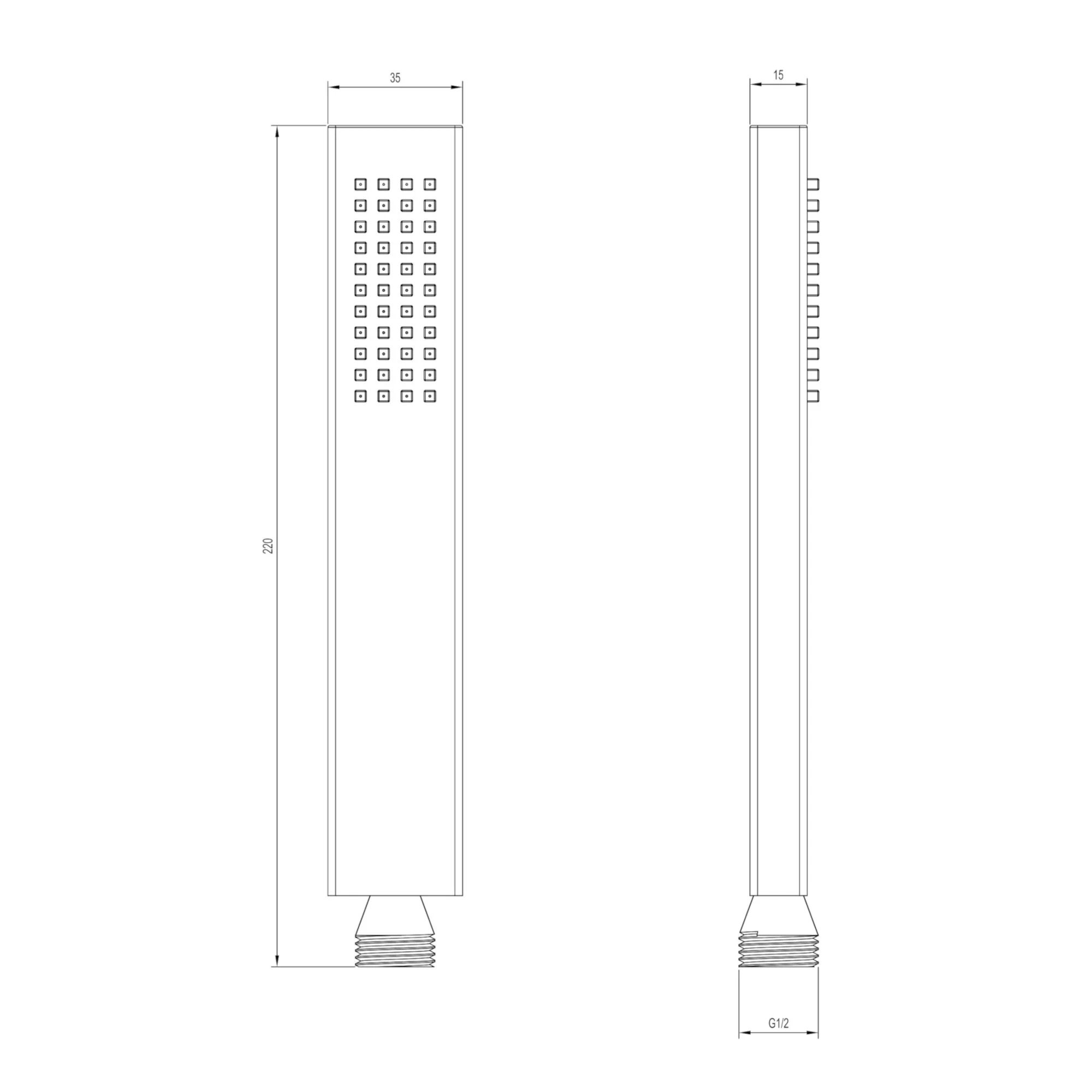 Luxury brass rectangular handset - matt black - Image 2