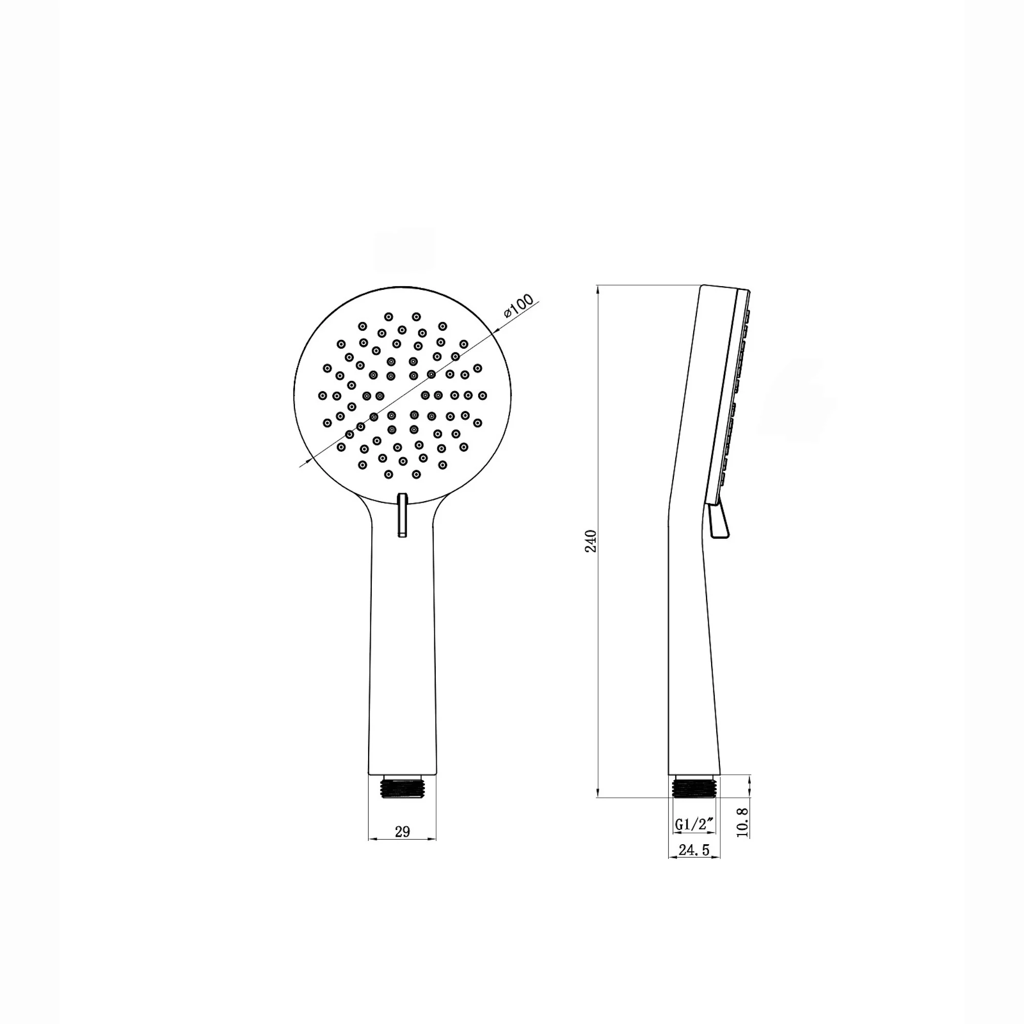 Modern round multi function hand shower 3 setting - gunmetal grey - Image 2