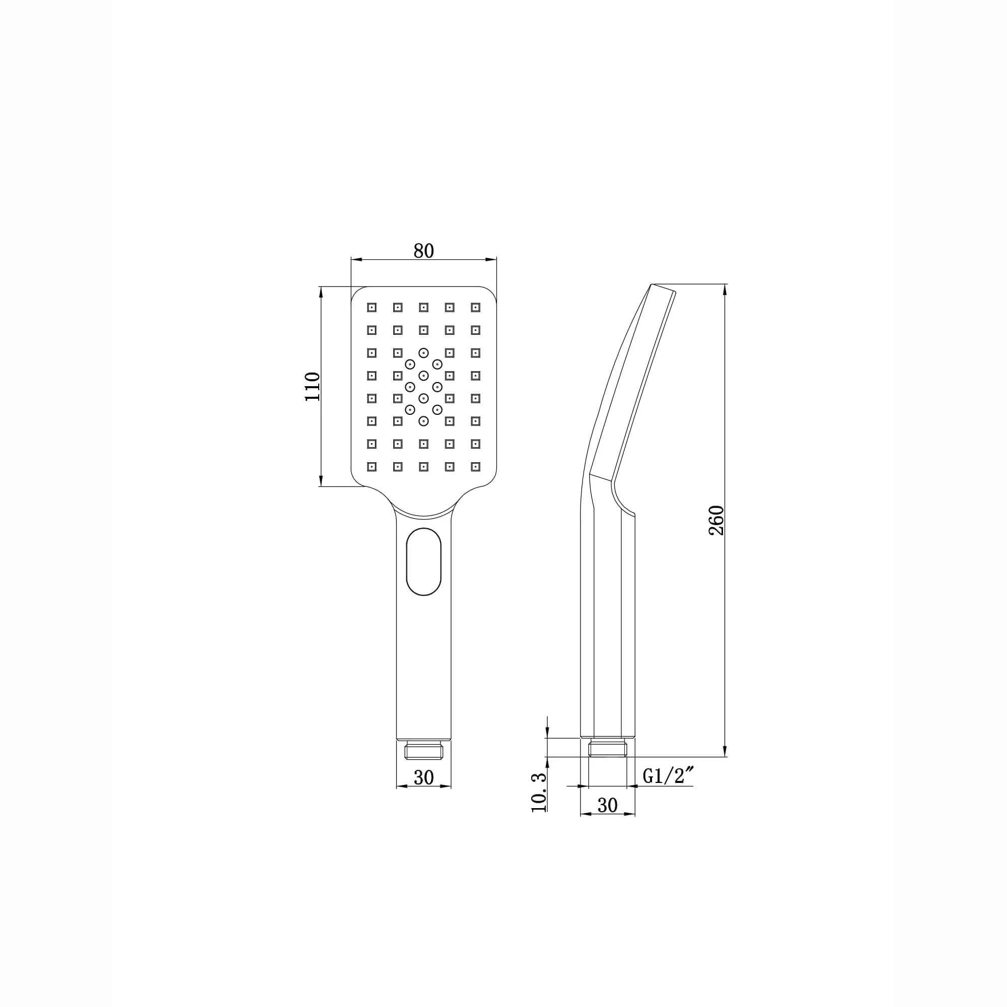 Modern square multi function hand shower 3 setting - black - Image 3