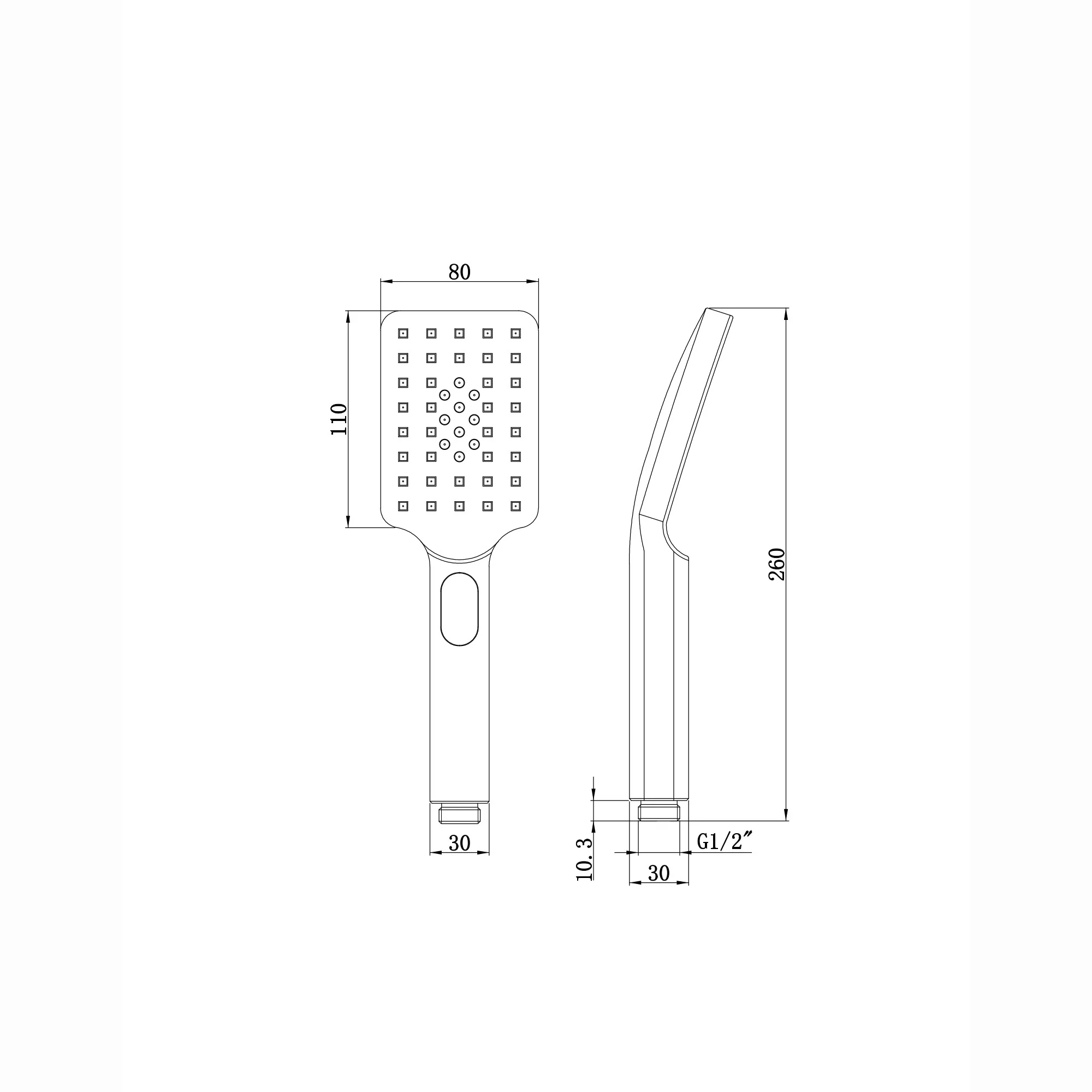Modern square multi function hand shower 3 setting - gunmetal grey - Image 2
