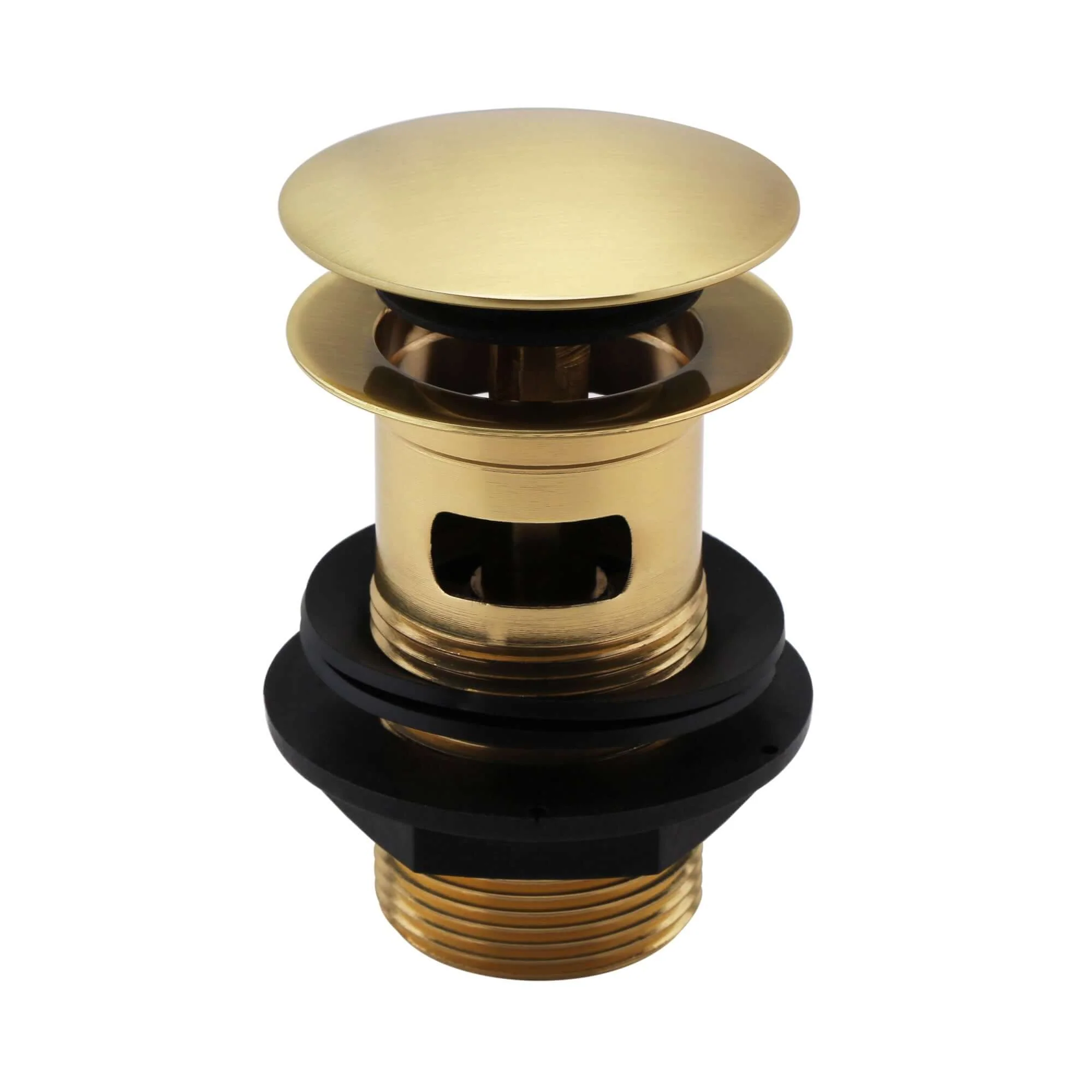 Mykonos contemporary basin sink mixer tap with waste - brushed brass - Image 3