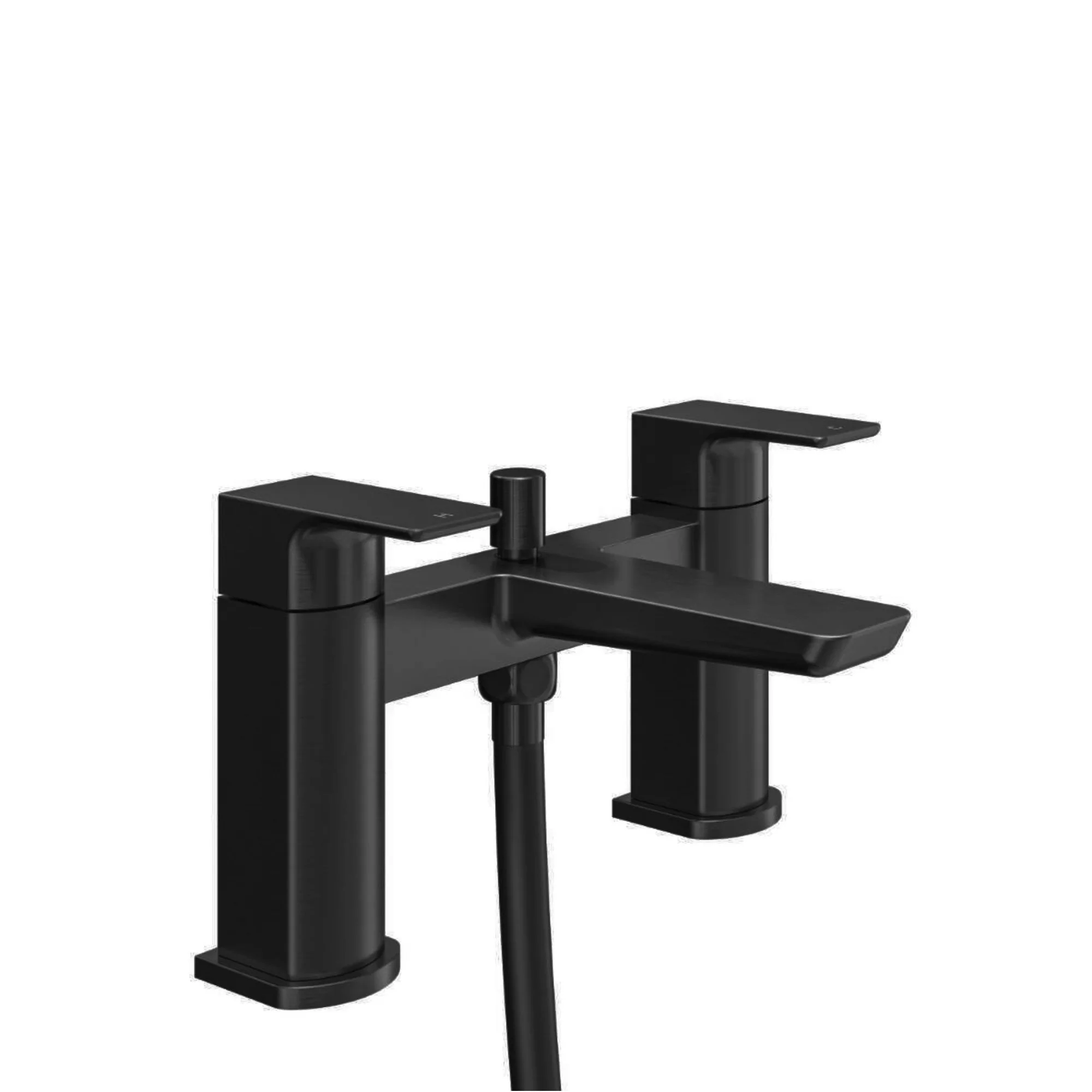 Mykonos contemporary bath shower mixer tap with dual rigid riser - matt black - Image 3