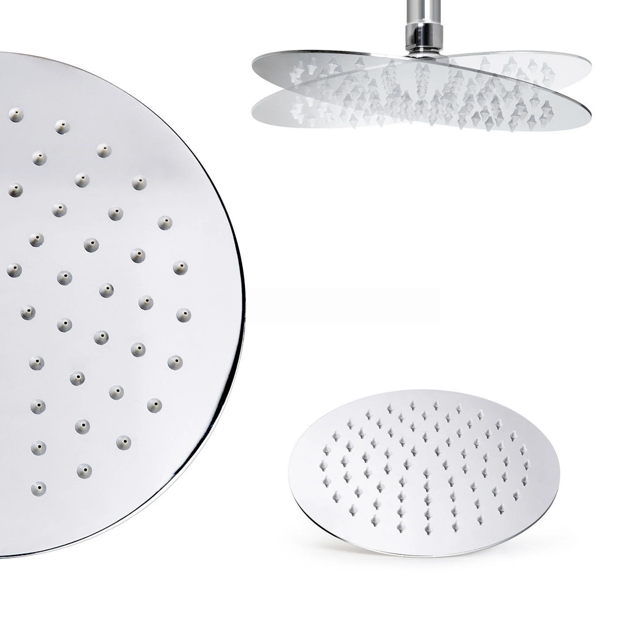 Naples Contemporary Round Concealed Thermostatic Shower Set Ceiling Fixed 8" Shower Head - Chrome (1 Outlet) - Image 3