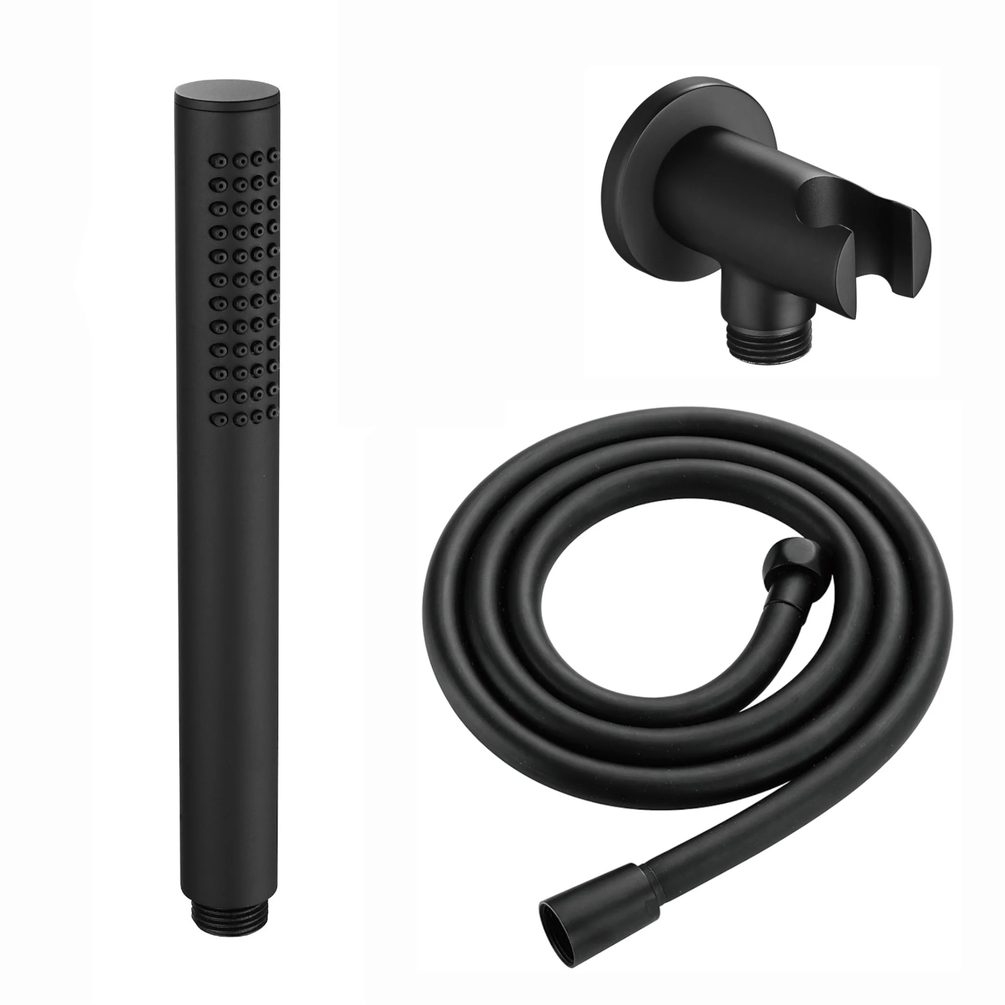 Naples Contemporary Round Concealed Thermostatic Shower Set Incl. Triple Diverter Valve, Wall Fixed 8" Shower Head, Handshower Kit, 4 Body Jets - Black (3 Outlet) - Image 4