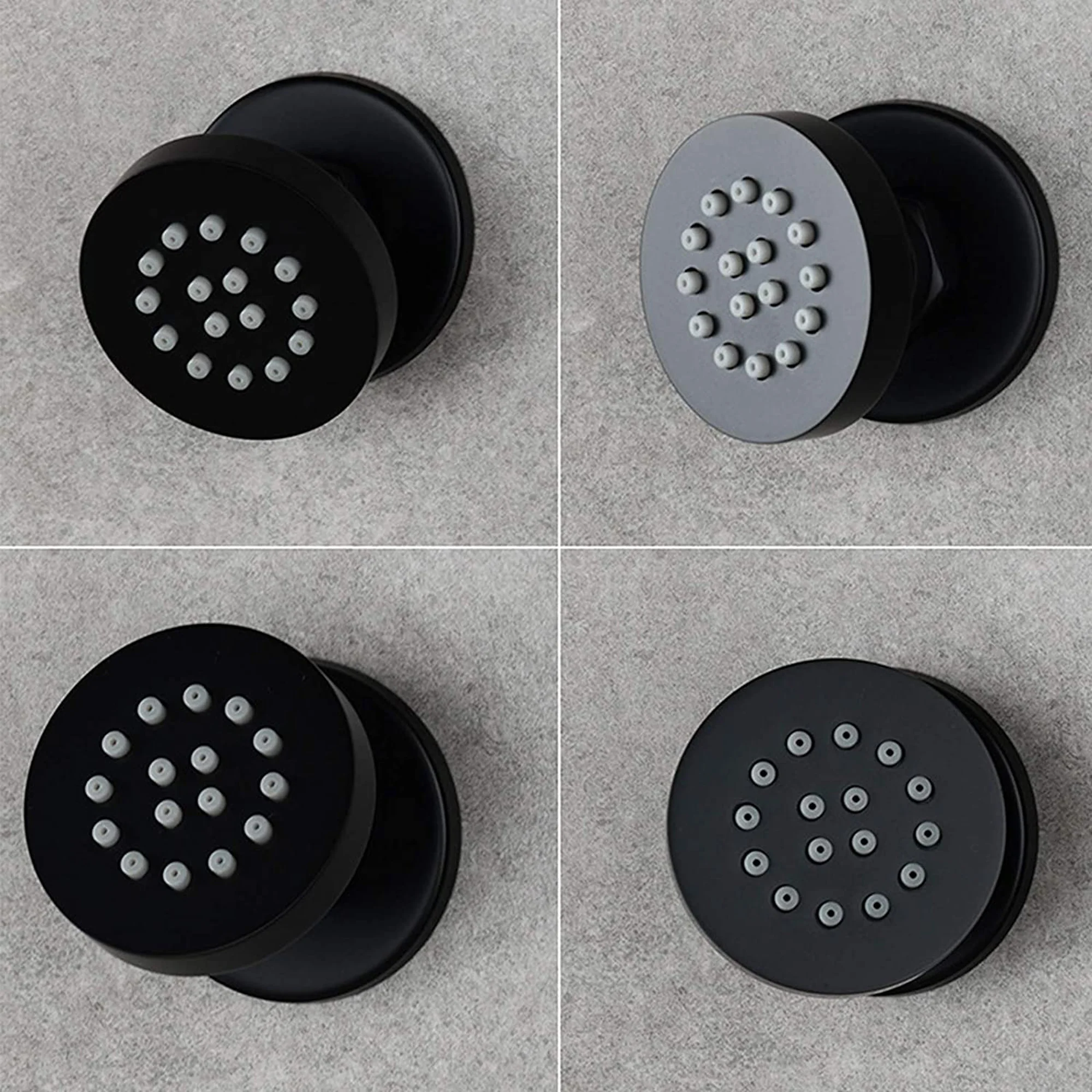 Naples Contemporary Round Concealed Thermostatic Shower Set Incl. Triple Diverter Valve, Wall Fixed 8" Shower Head, Handshower Kit, 4 Body Jets - Black (3 Outlet) - Image 5