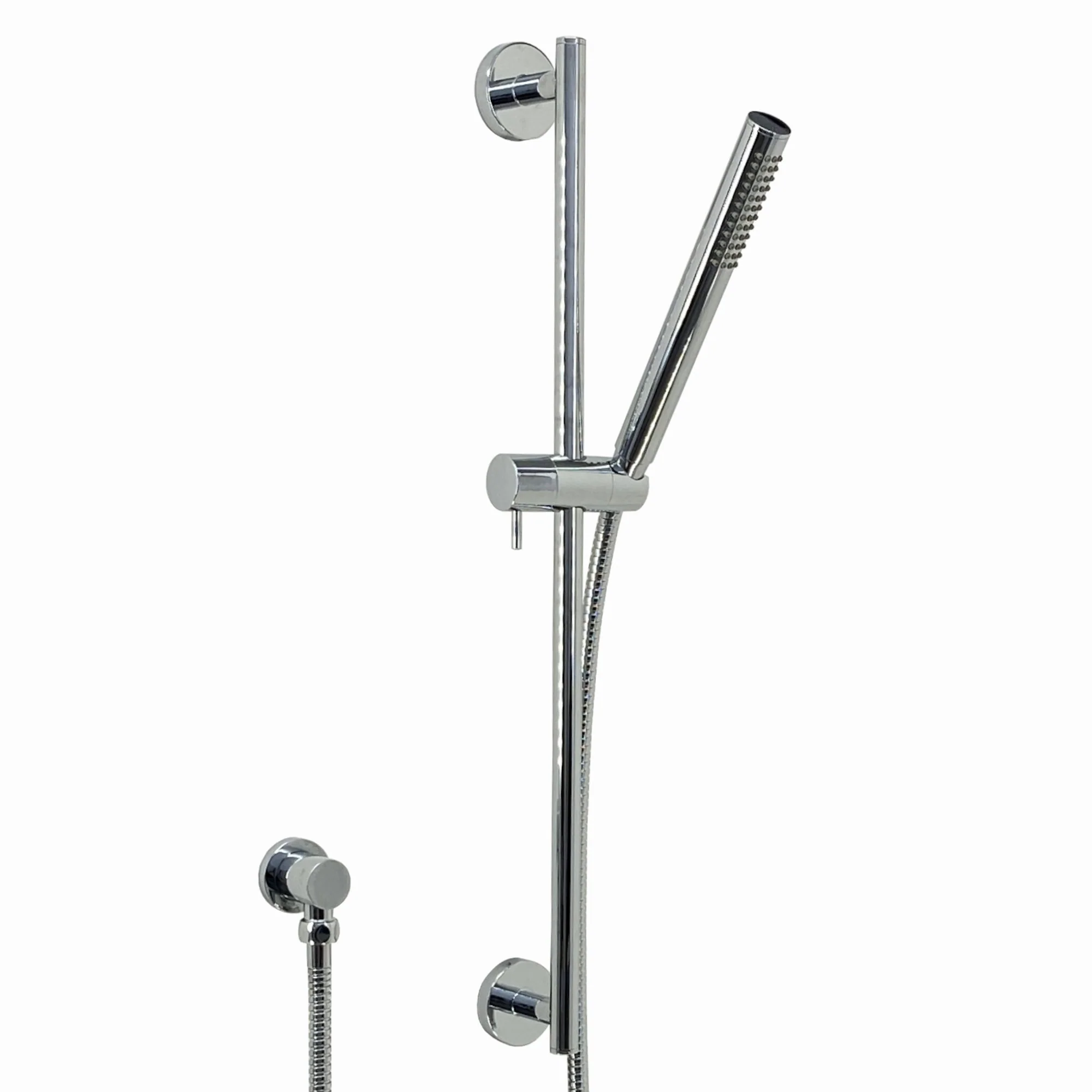 Naples Contemporary Round Concealed Thermostatic Shower Set Incl. Triple Diverter Valve, Wall Fixed 8" Shower Head, Slider Rail Kit, Bath Filler Waste with Overflow - Chrome (3 Outlet) - Image 4