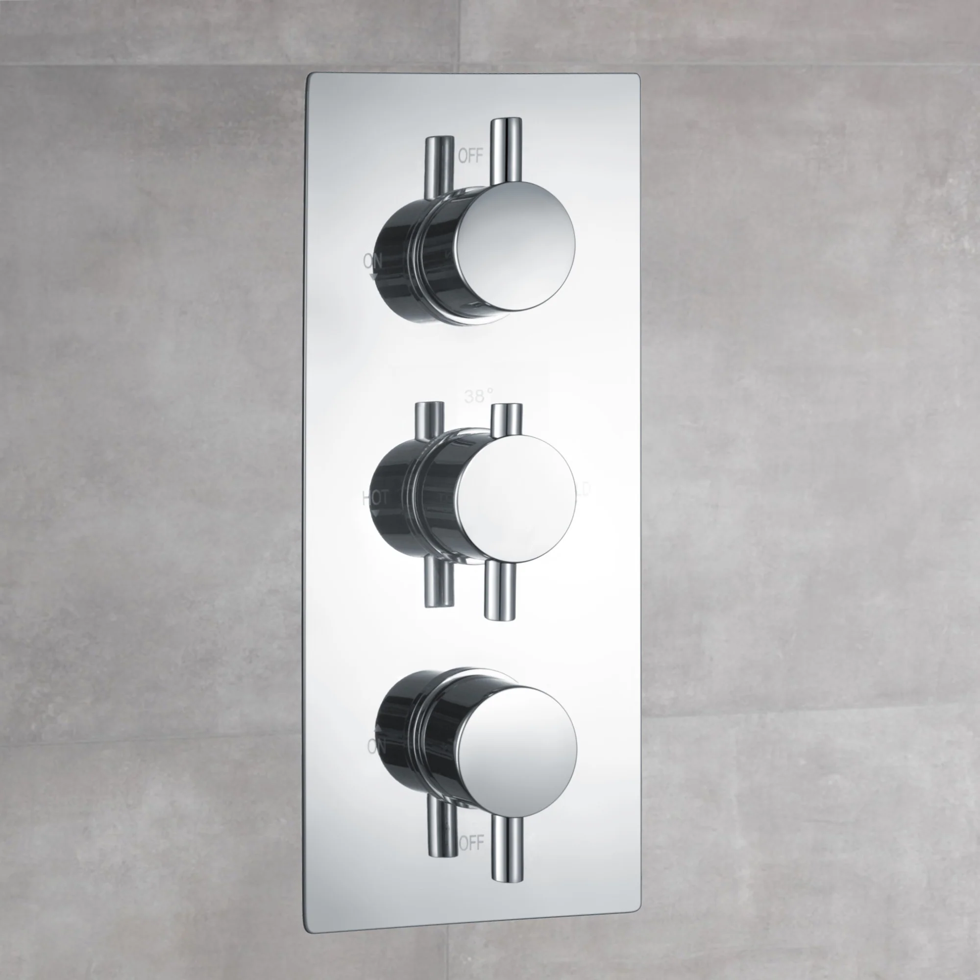 Naples Contemporary Round Concealed Thermostatic Shower Set Incl. Triple Valve, Wall Fixed 8" Shower Head, 4 Spa Body Jets - Chrome (2 Outlet) - Image 2