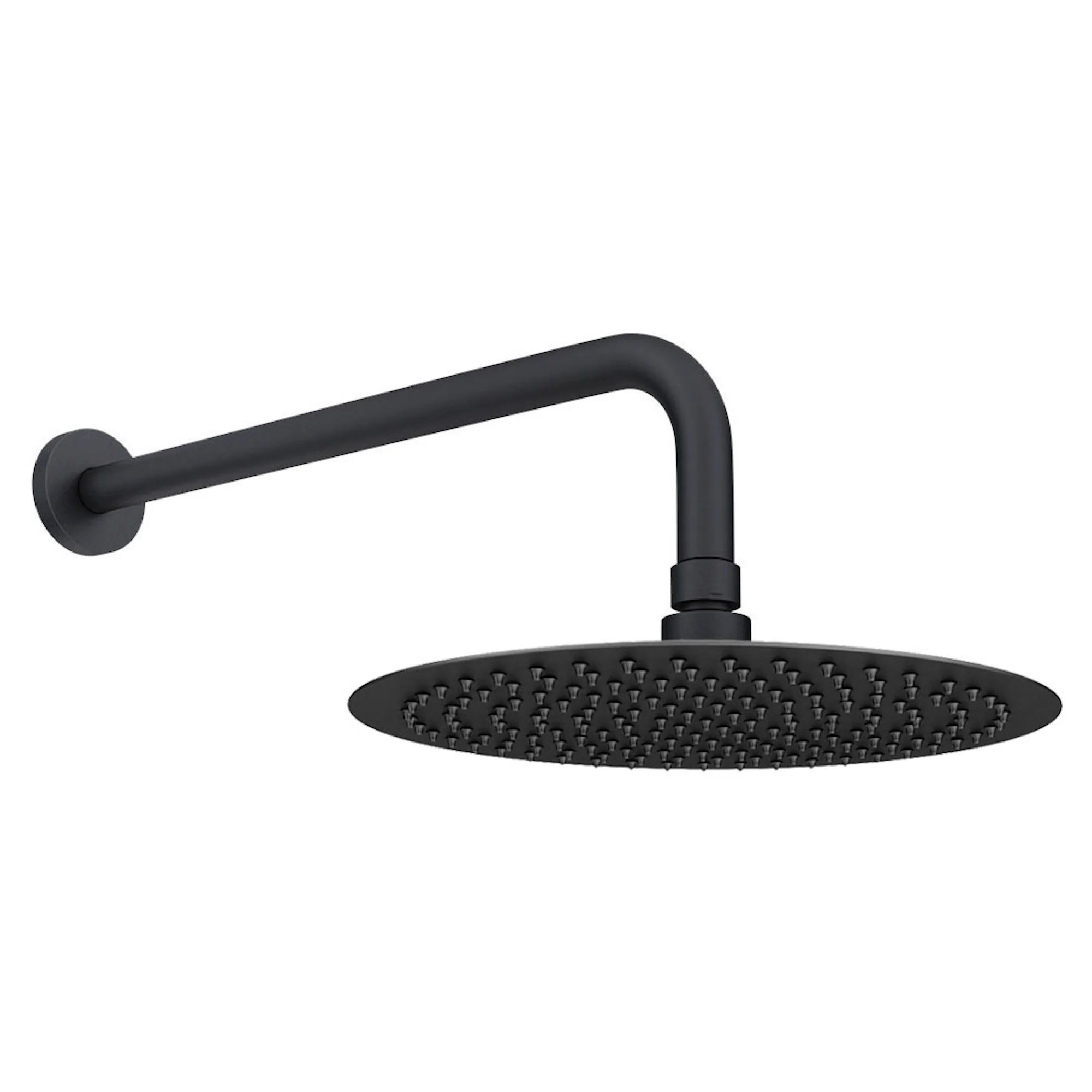 Naples Contemporary Round Concealed Thermostatic Shower Set Incl. Triple Diverter Valve, Wall Fixed 8" Shower Head, Slider Rail Kit, Bath Filler Waste with Overflow - Matt Black (3 Outlet) - Image 3