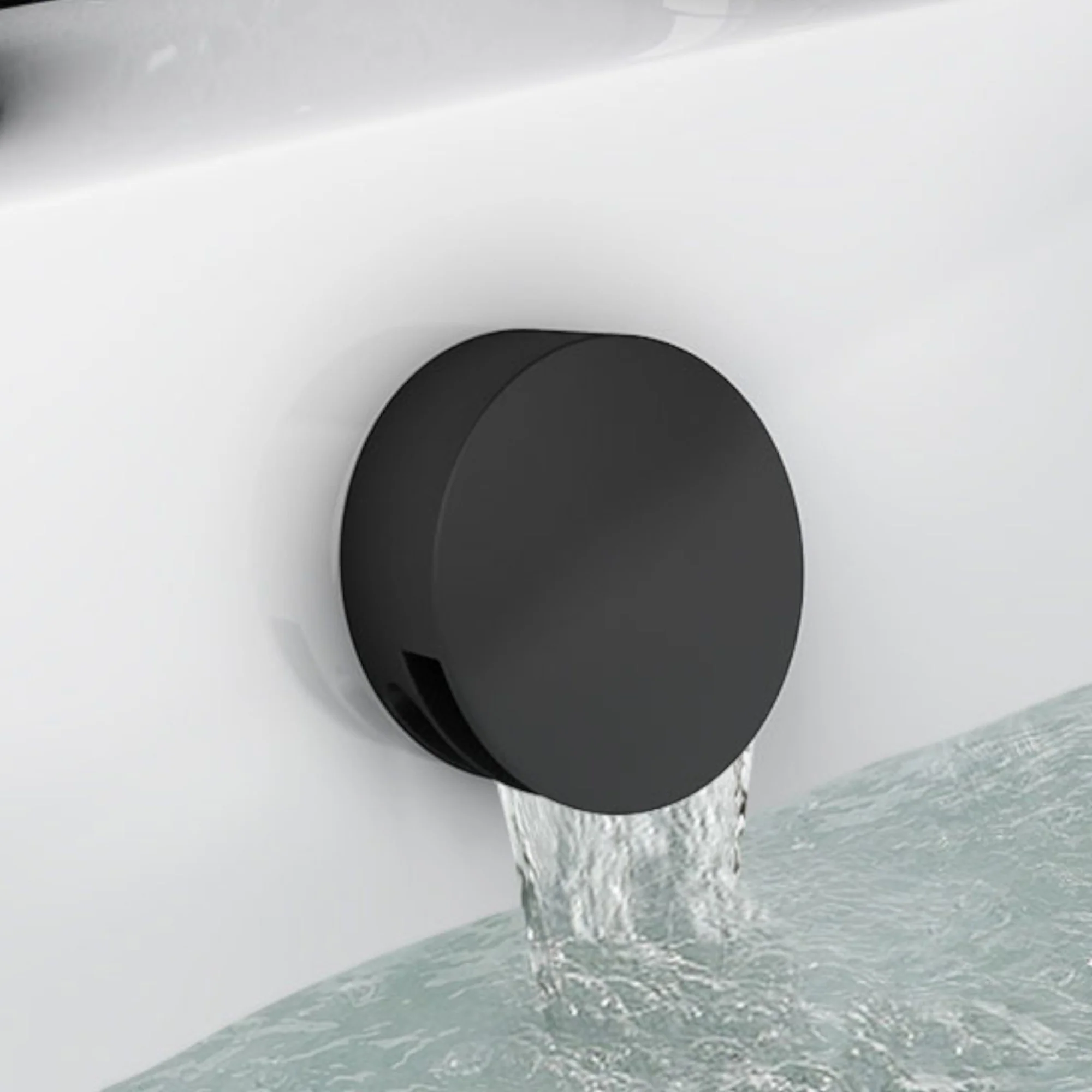 Naples Contemporary Round Concealed Thermostatic Shower Set Incl. Triple Diverter Valve, Wall Fixed 8" Shower Head, Slider Rail Kit, Bath Filler Waste with Overflow - Matt Black (3 Outlet) - Image 5