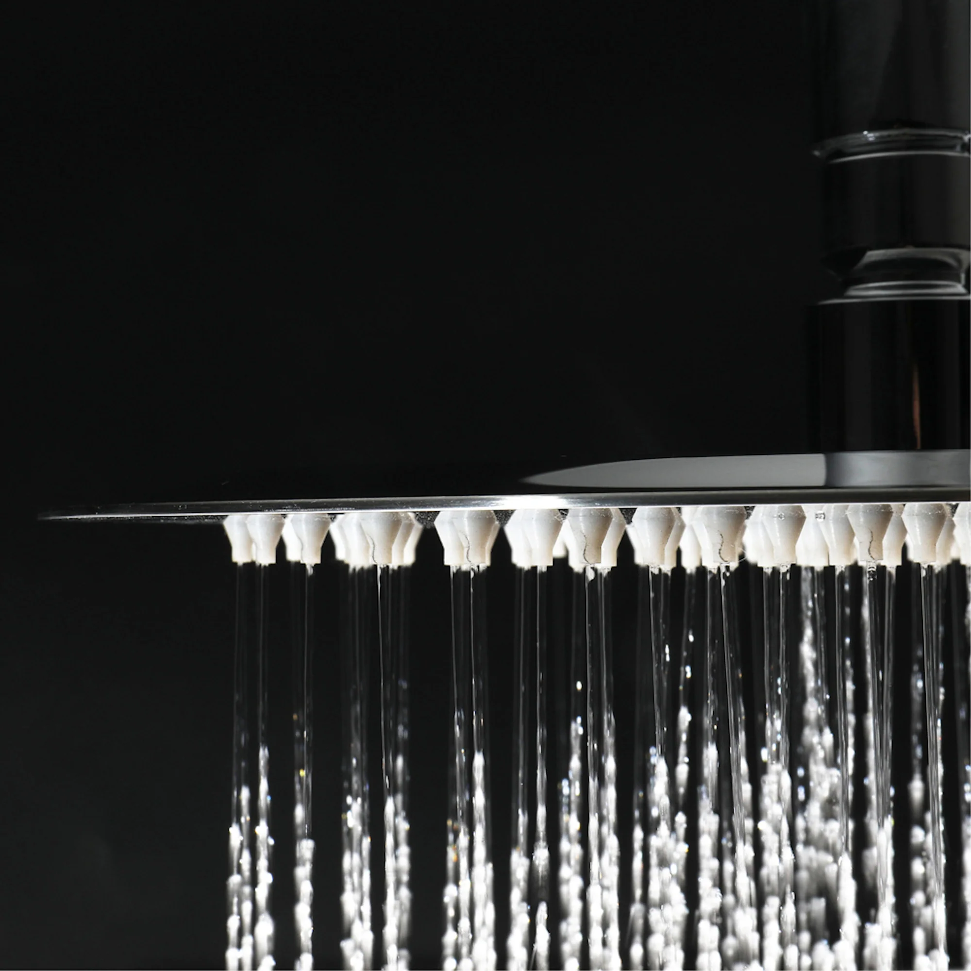 Naples Contemporary Round Concealed Thermostatic Shower Set Incl. Triple Valve, Wall Fixed 8" Shower Head, Slider Rail Kit - Chrome (2 Outlet) - Image 3