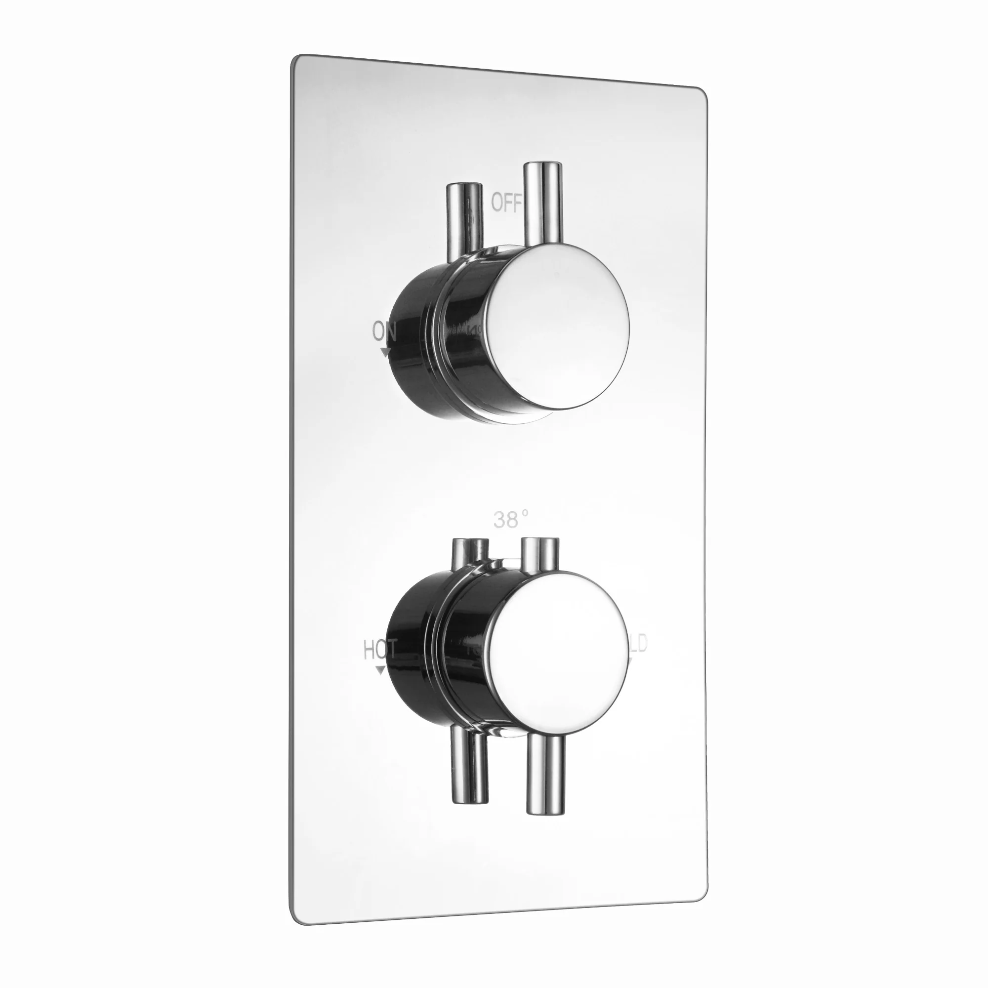 Naples Contemporary Round Concealed Thermostatic Shower Set Incl. Twin Valve, Ceiling Fixed 8" Shower Head, Handshower Kit - Chrome (2 Outlet) - Image 7