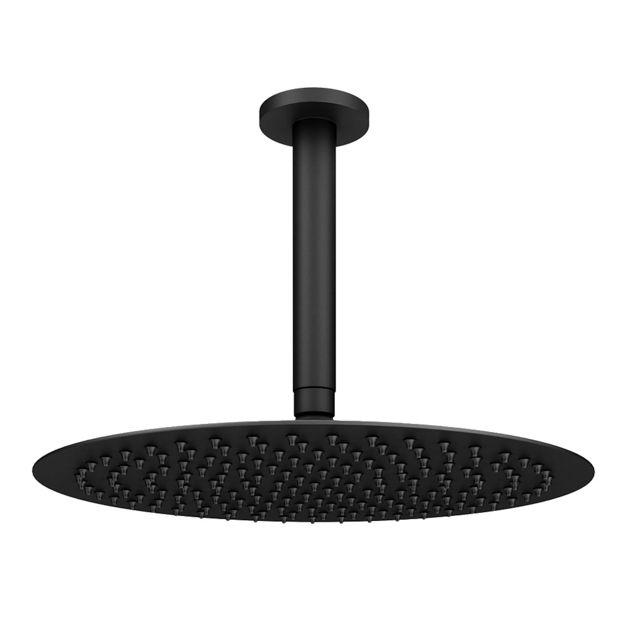 Naples Contemporary Round Concealed Thermostatic Shower Set Incl. Twin Valve, Ceiling Fixed 8" Shower Head, Slider Rail Kit - Matt Black (2 Outlet) - Image 3