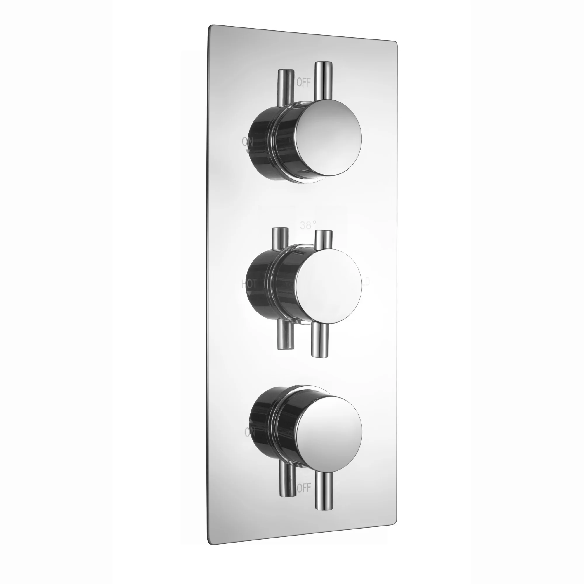 Naples contemporary round concealed thermostatic triple shower valve with 2 outlets - chrome - Image 2