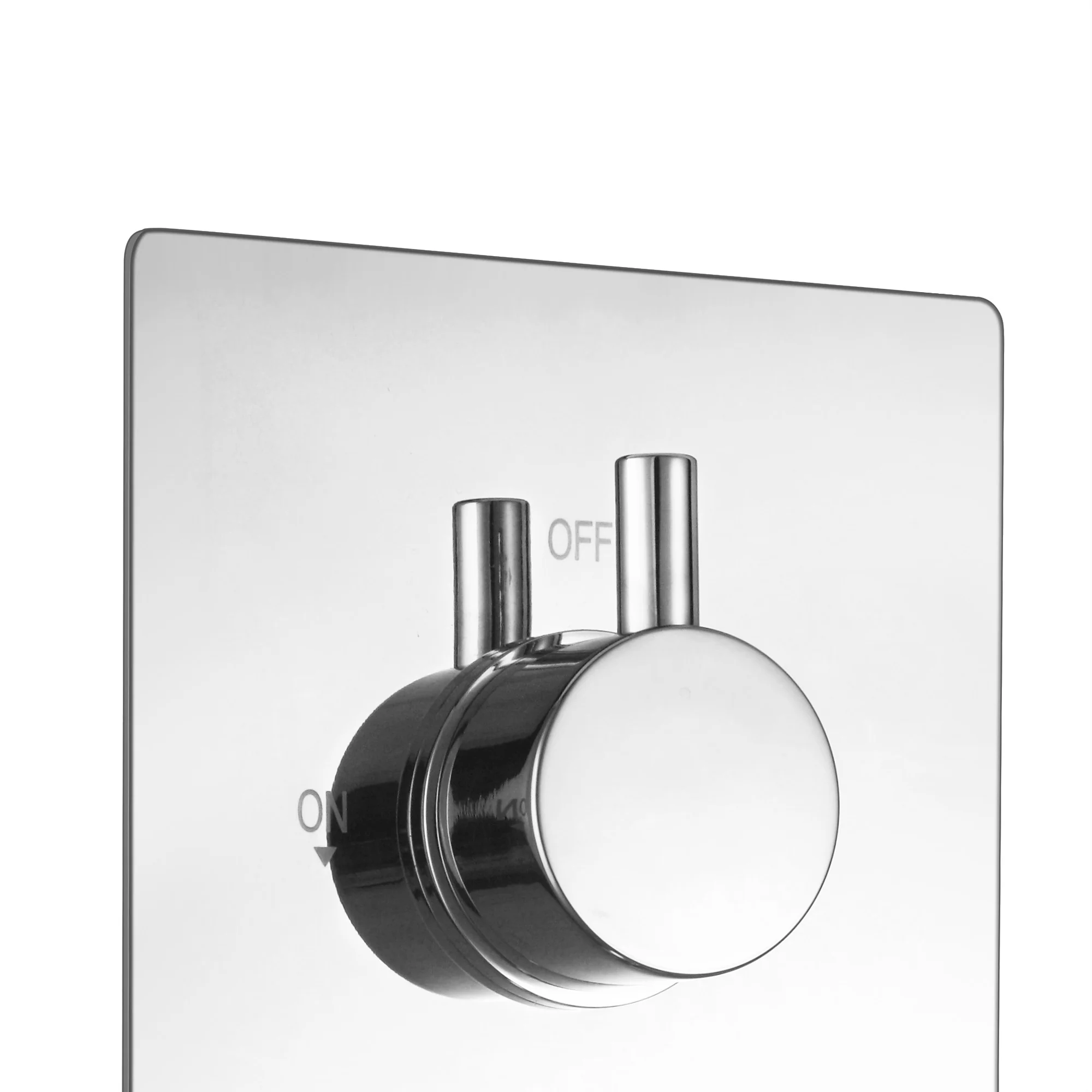 Naples contemporary round concealed thermostatic twin shower valve with 1 outlet - chrome - Image 3