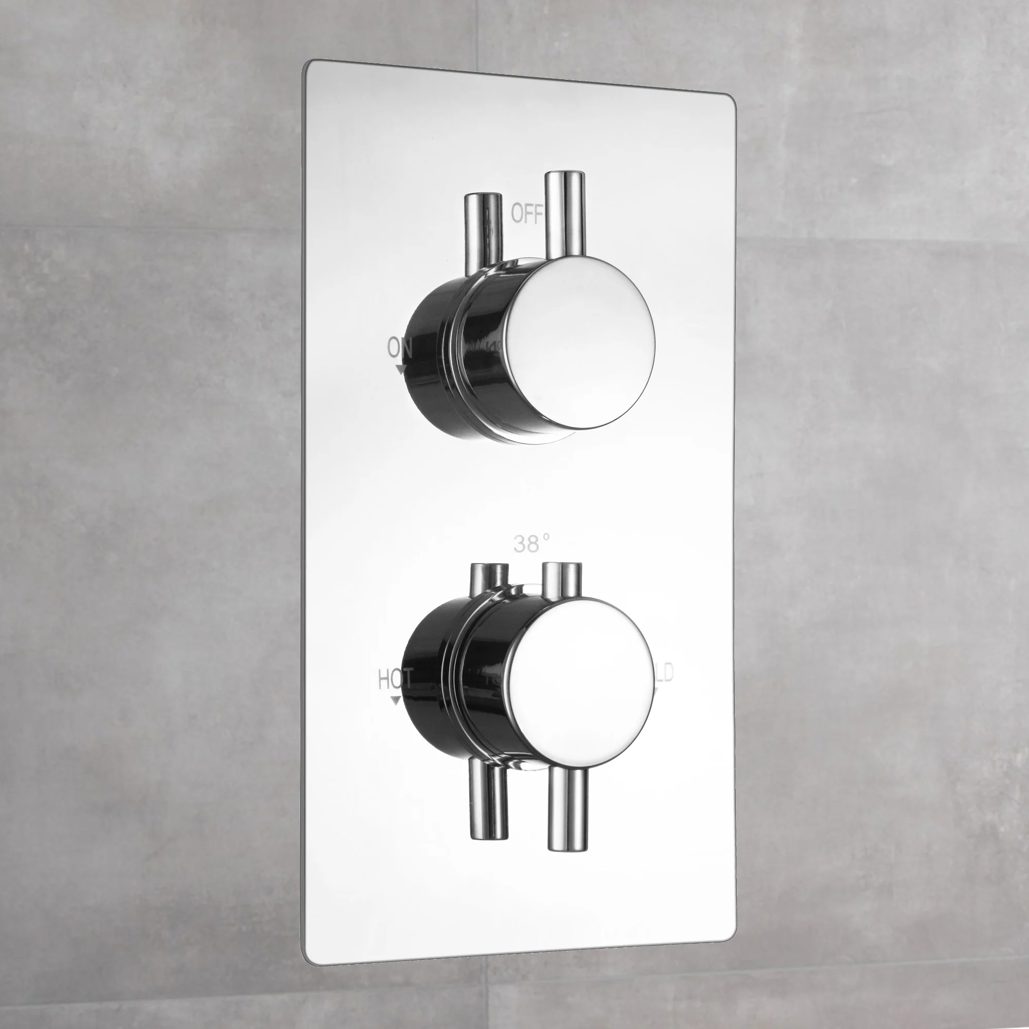 Naples contemporary round concealed thermostatic twin shower valve with 2 outlets - chrome - Image 2
