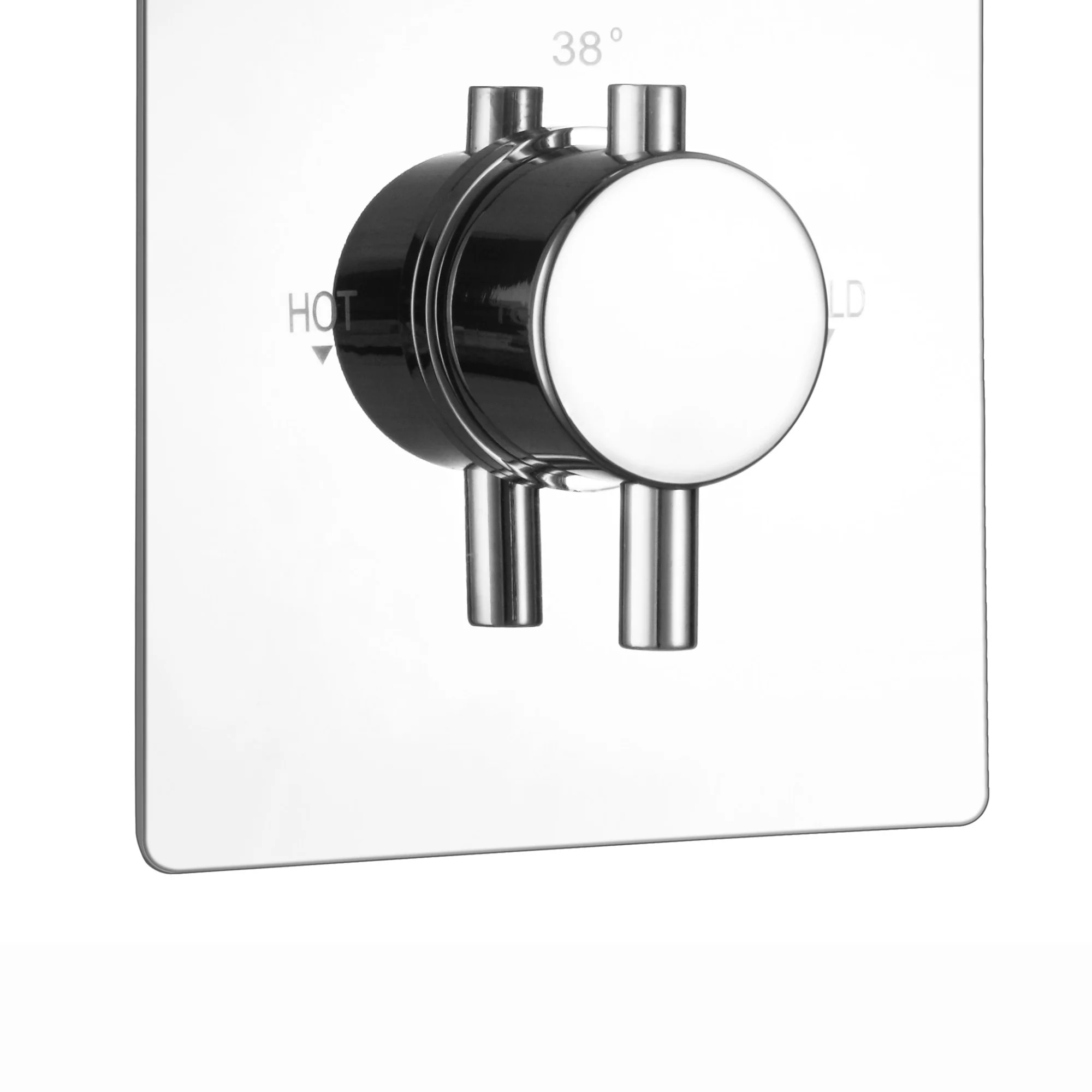 Naples contemporary round concealed thermostatic twin shower valve with 2 outlets - chrome - Image 4