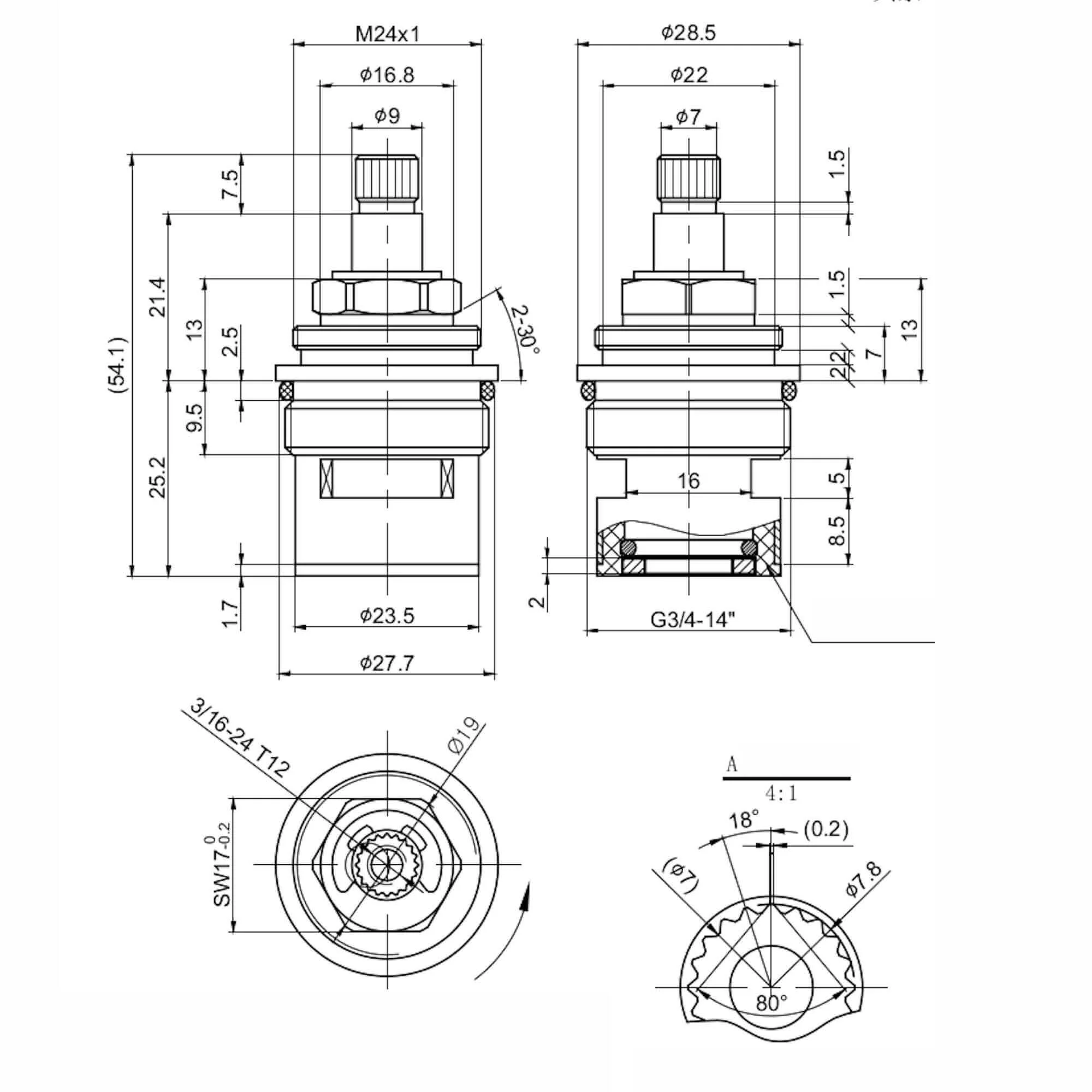 ON/OFF cartridge for shower valves - Stafford - Image 2