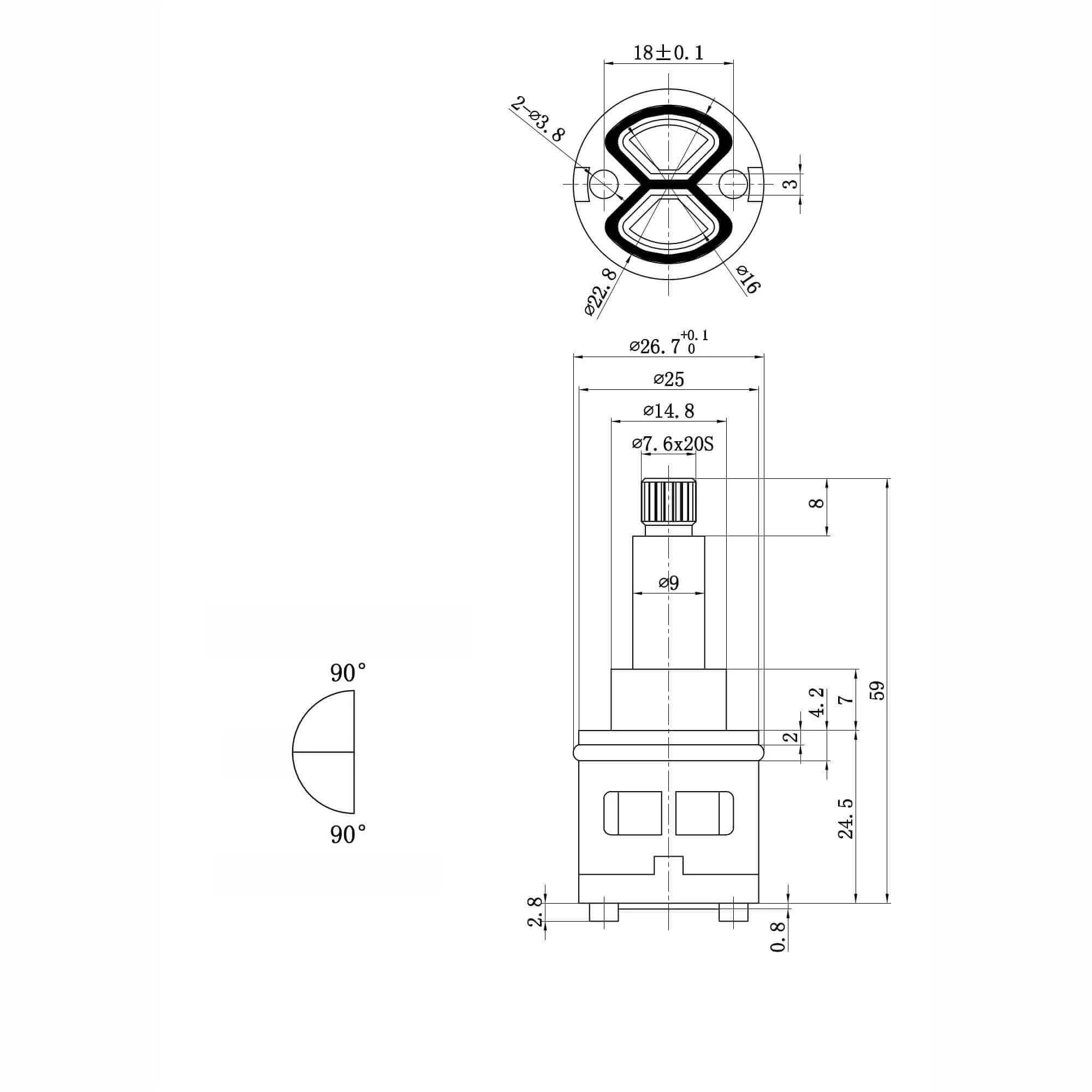 ON/OFF diverter cartridge for bar shower valves - Dune, Enzo - Image 2