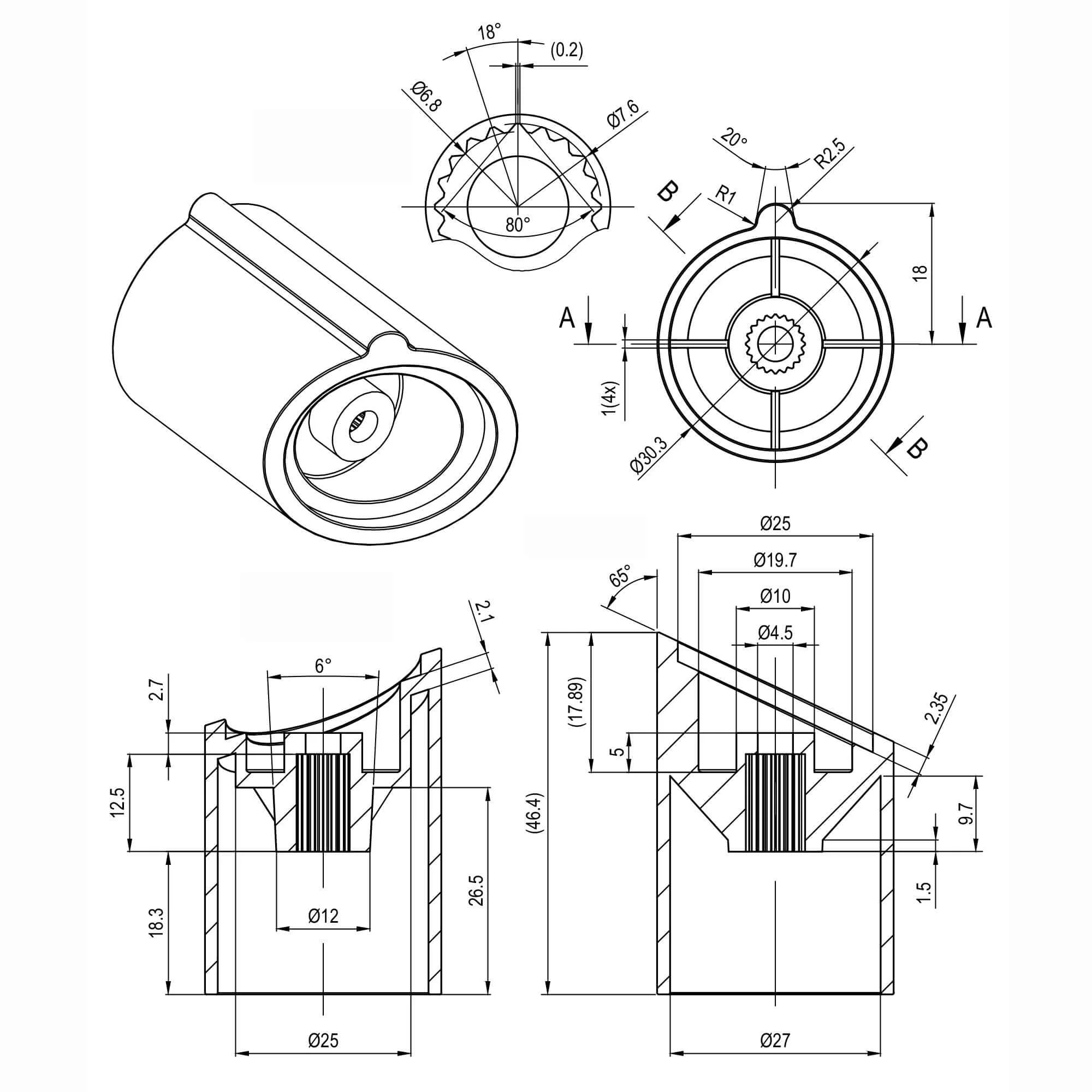 On/off grip handle for Vito - chrome - Image 2
