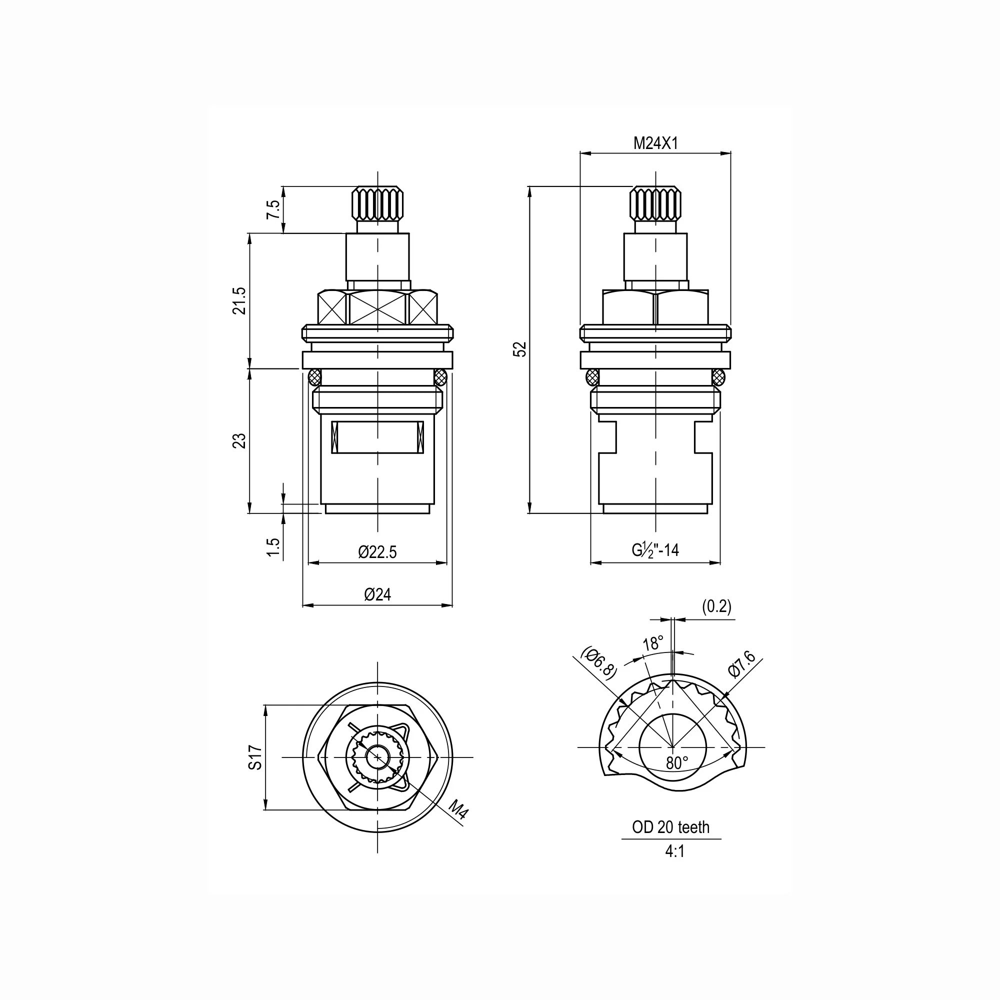 Ceramic disc brass valve 1/2", quarter turn - Dorchester, Alpha - HOT - Image 2