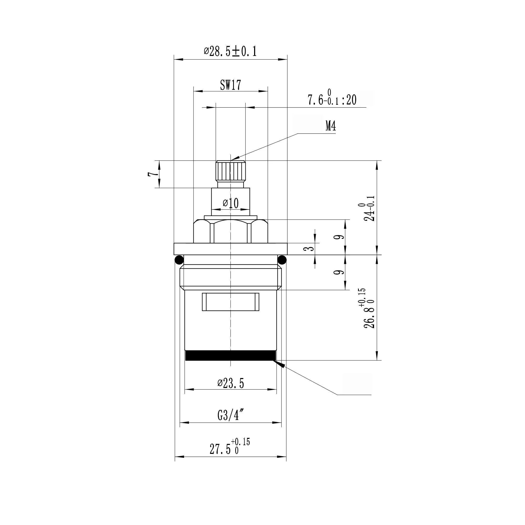Brass 3/4" single valve - bath mixer of bath shower mixer tap Zara, Plaza - COLD - Image 2