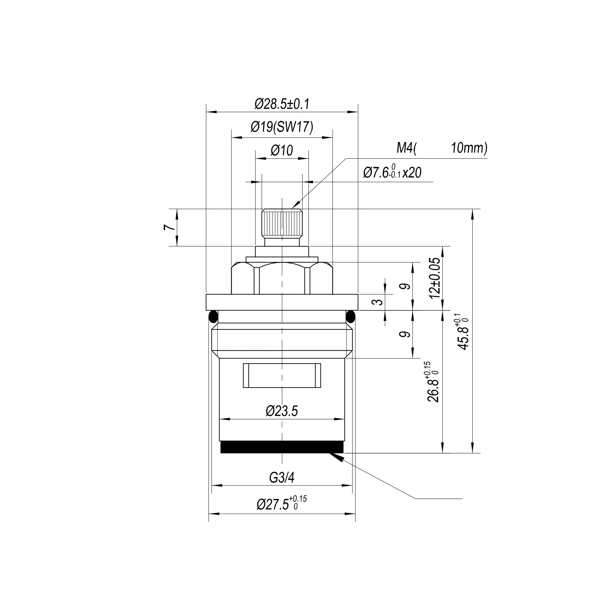 Brass 3/4" single valve - bath mixer or bath shower mixer tap Milly - COLD - Image 2