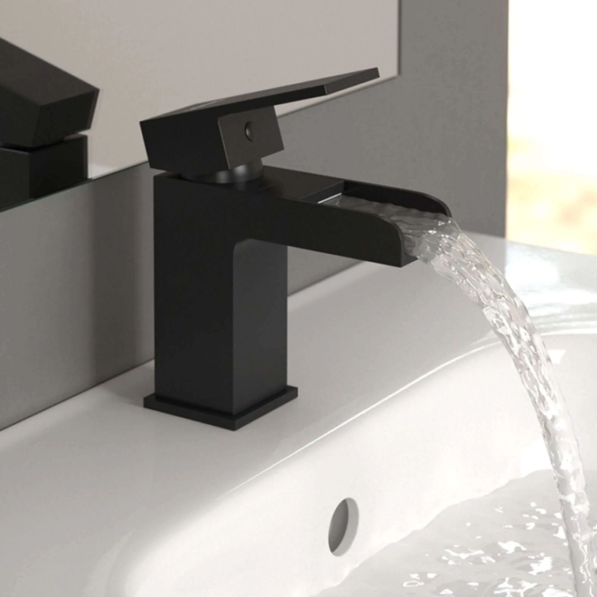Plaza bundle incl. bath shower mixer tap with dual riser rail, basin mixer, bath and basin wastes - matt black - Image 4