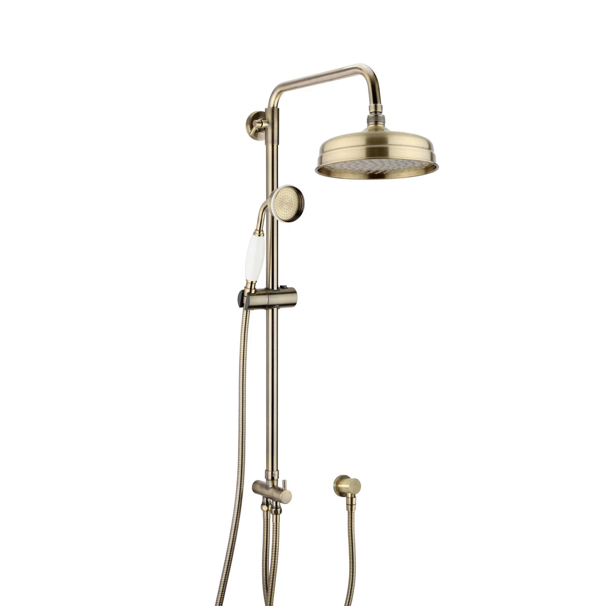 Regent thermostatic concealed shower mixer valve with dual rigid riser kit and bath filler waste & overflow - antique brass - Image 3